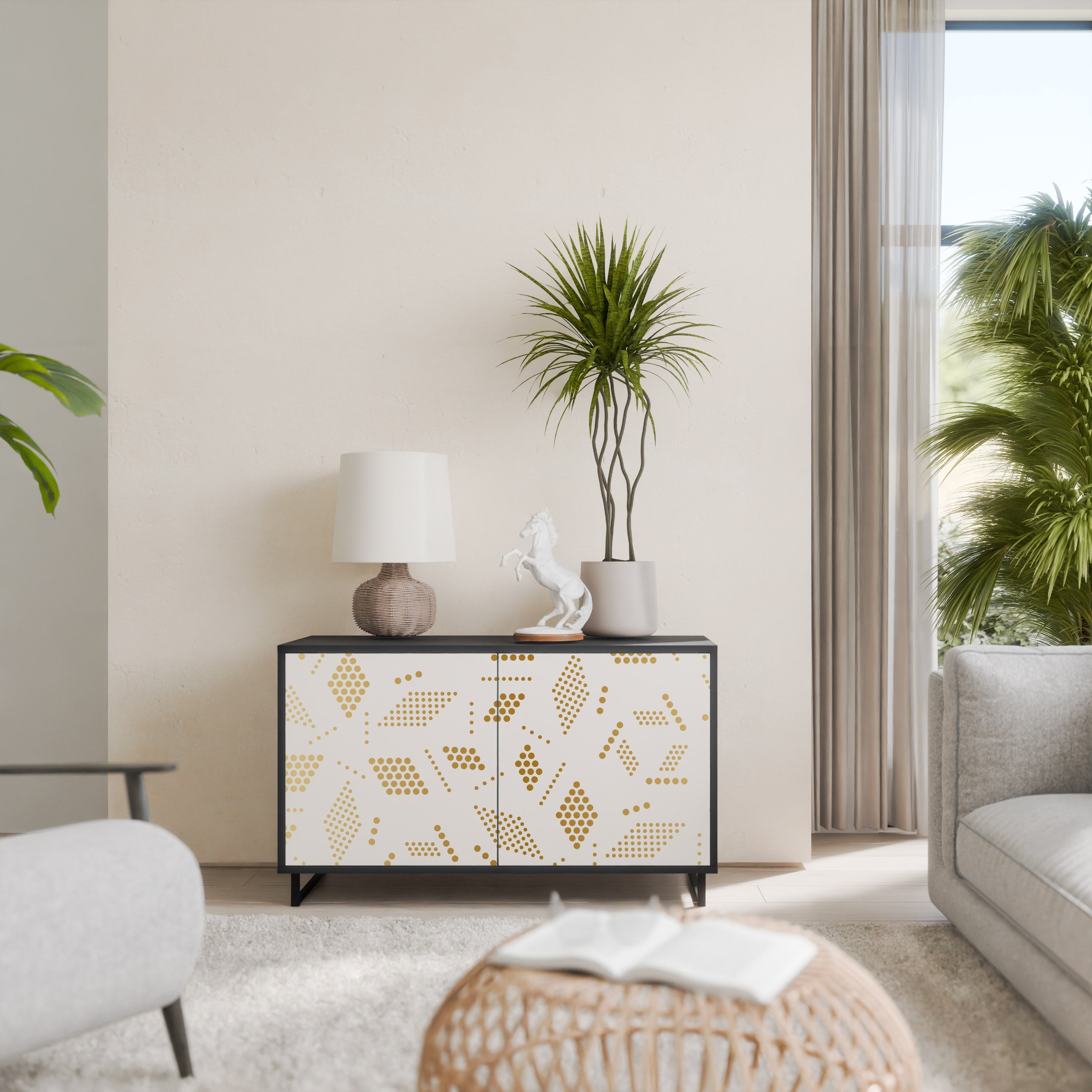 SPOTTED DAZE Aparador de 2 Portas em Acabamento Preto