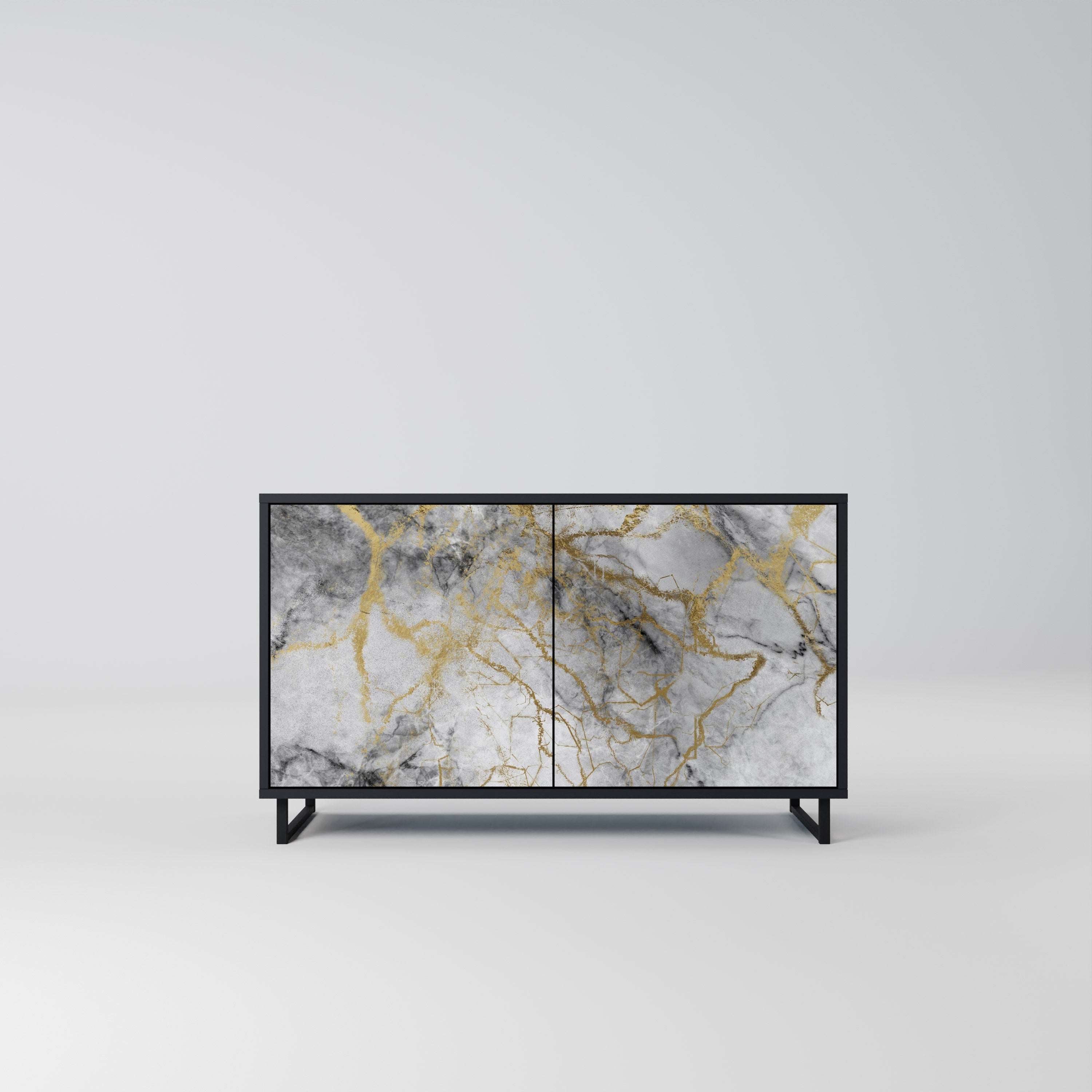 TIMELESS GLIDE Aparador de 2 Portas em Acabamento Preto