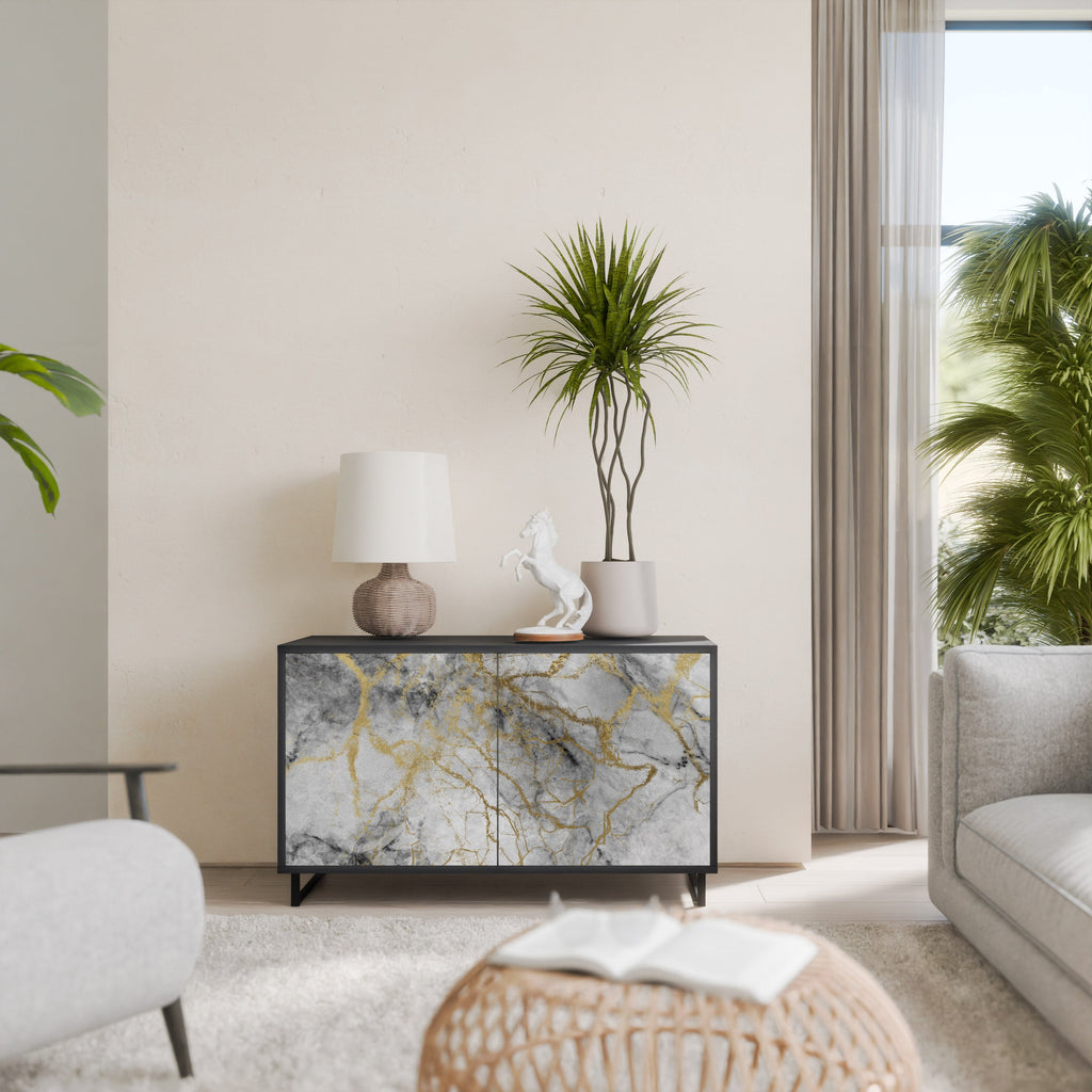 TIMELESS GLIDE Aparador de 2 Portas em Acabamento Preto