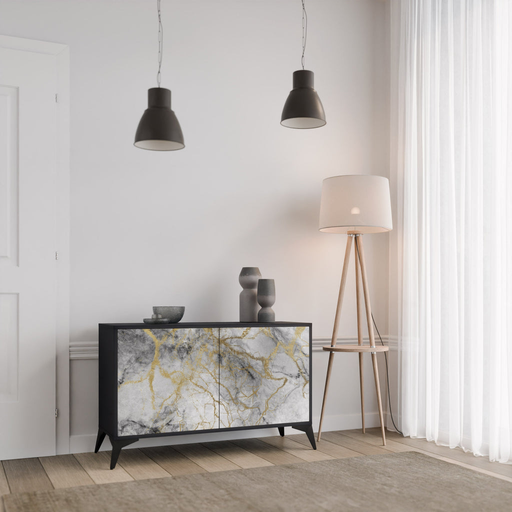 TIMELESS GLIDE Aparador de 2 Portas em Acabamento Preto