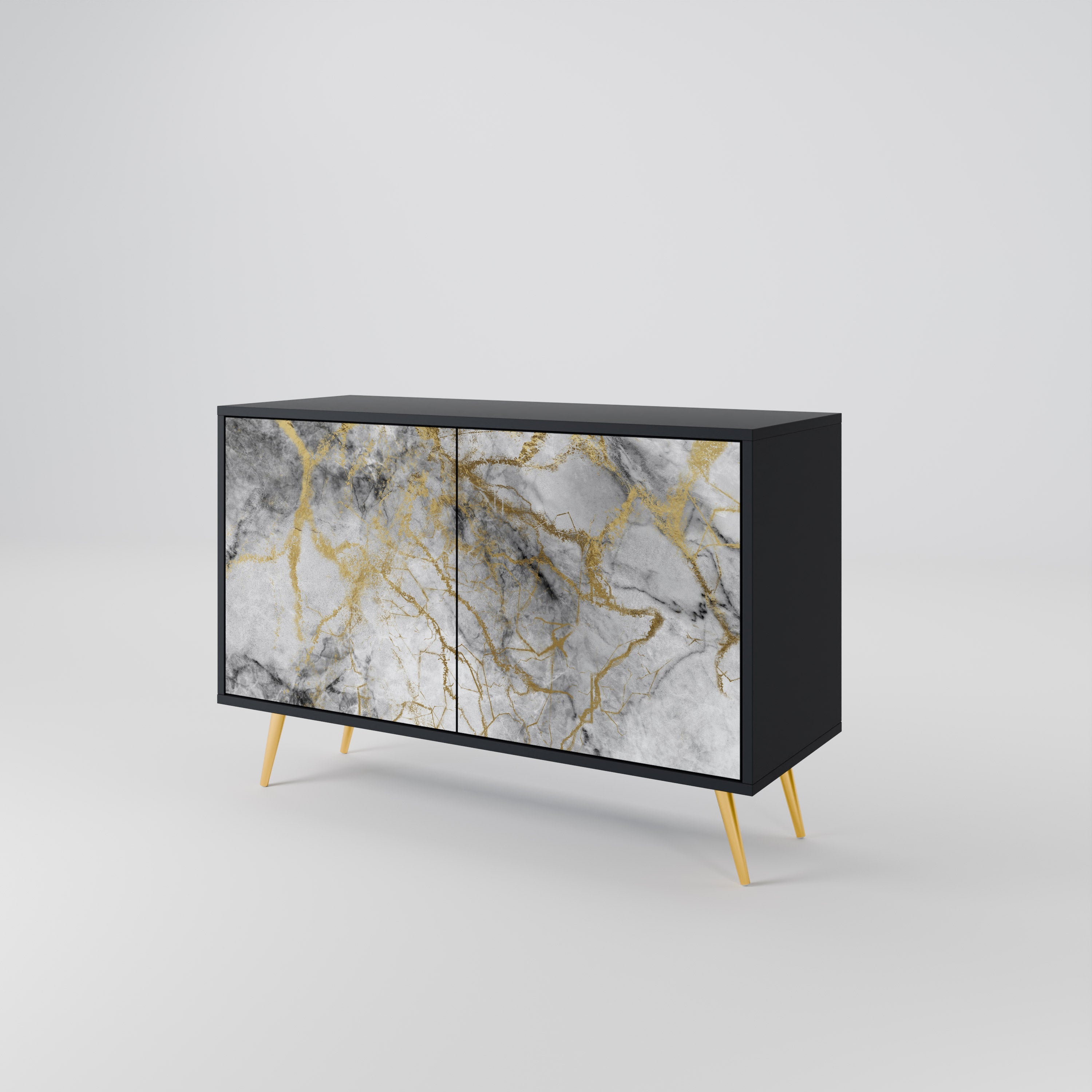 TIMELESS GLIDE Aparador de 2 Portas em Acabamento Preto