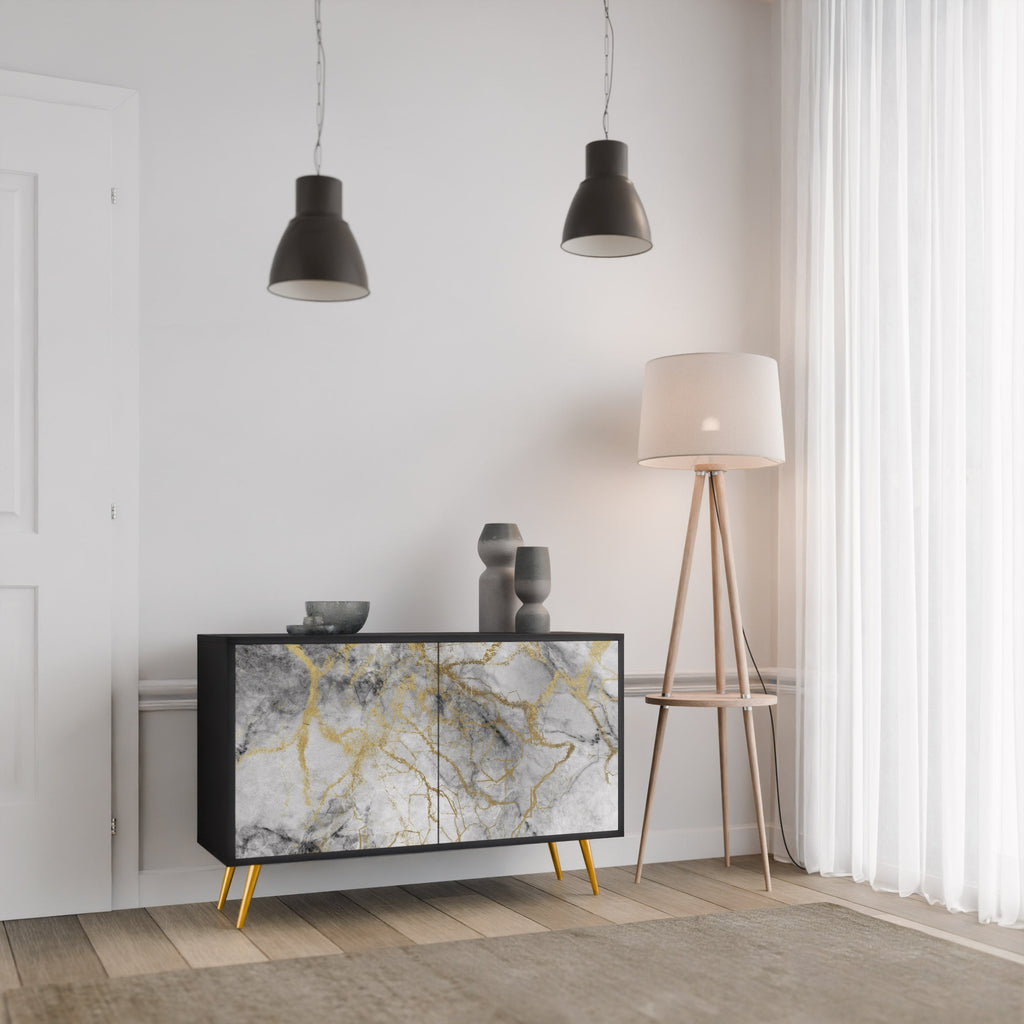 TIMELESS GLIDE Aparador de 2 Portas em Acabamento Preto