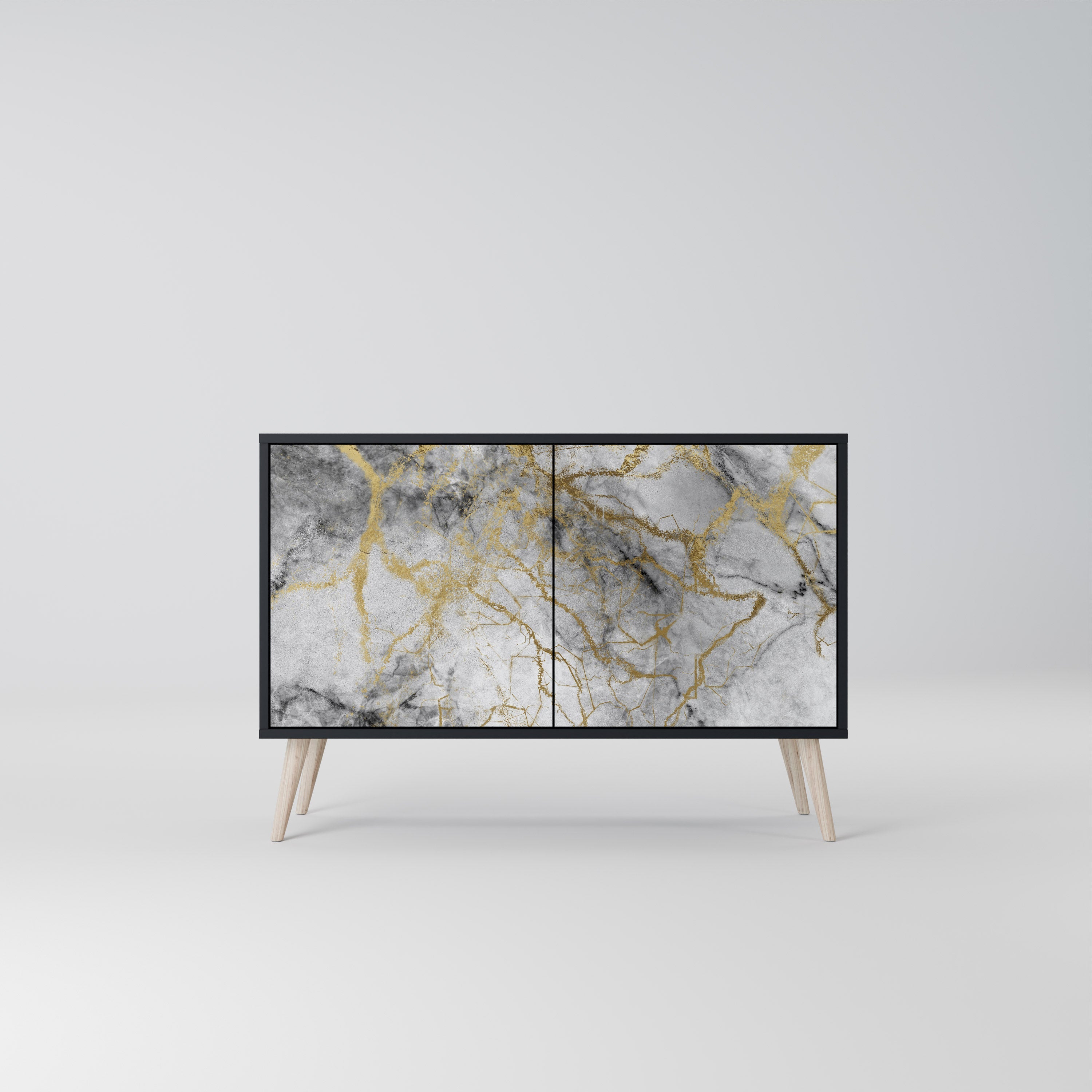 TIMELESS GLIDE Aparador de 2 Portas em Acabamento Preto