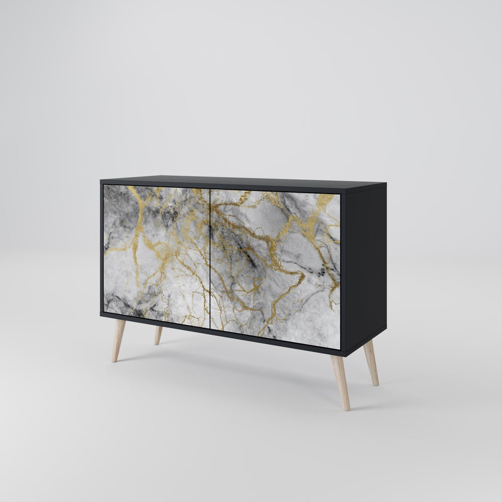 TIMELESS GLIDE Aparador de 2 Portas em Acabamento Preto