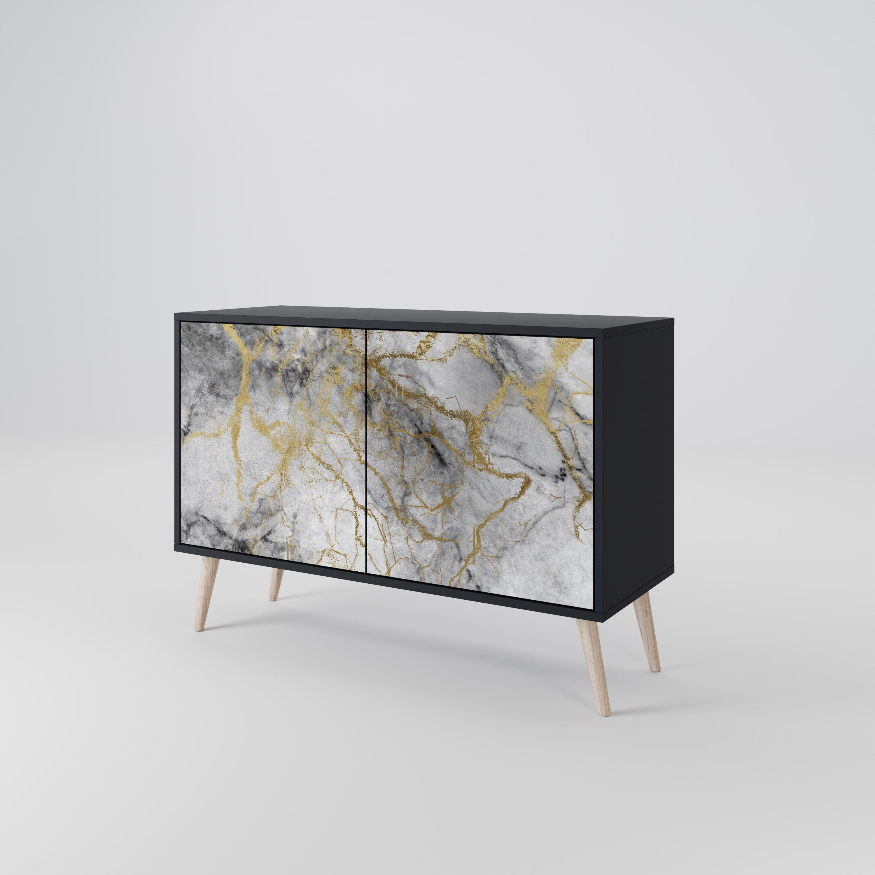 TIMELESS GLIDE Aparador de 2 Portas em Acabamento Preto