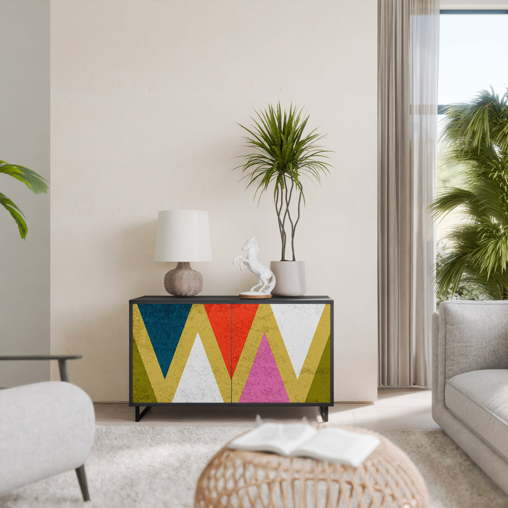 COLORFUL TRIANGLES Aparador de 2 Portas em Acabamento Preto