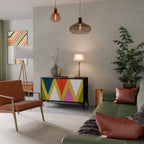 COLORFUL TRIANGLES Aparador de 2 Portas em Acabamento Preto