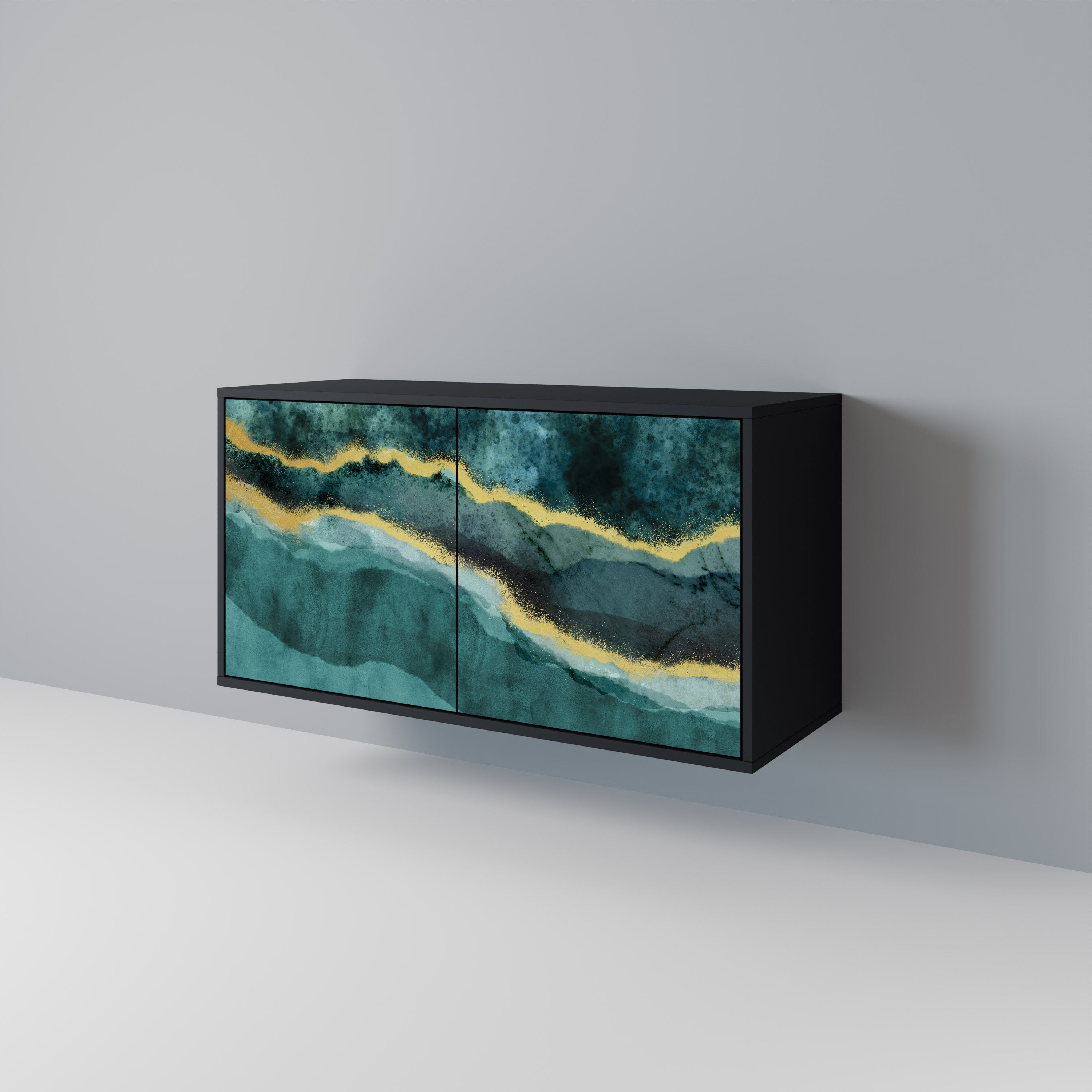 GOLDRUSH ODYSSEY Aparador de 2 Portas em Acabamento Preto