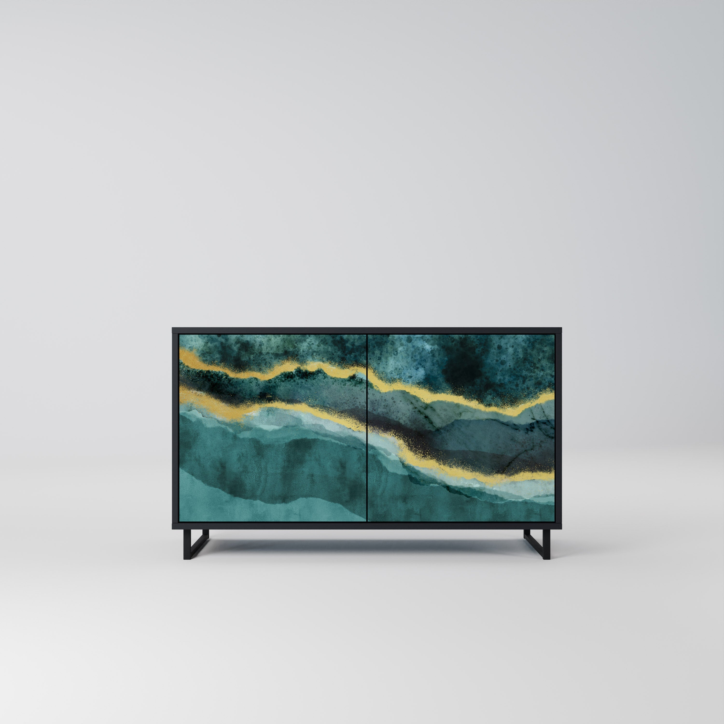 GOLDRUSH ODYSSEY Aparador de 2 Portas em Acabamento Preto