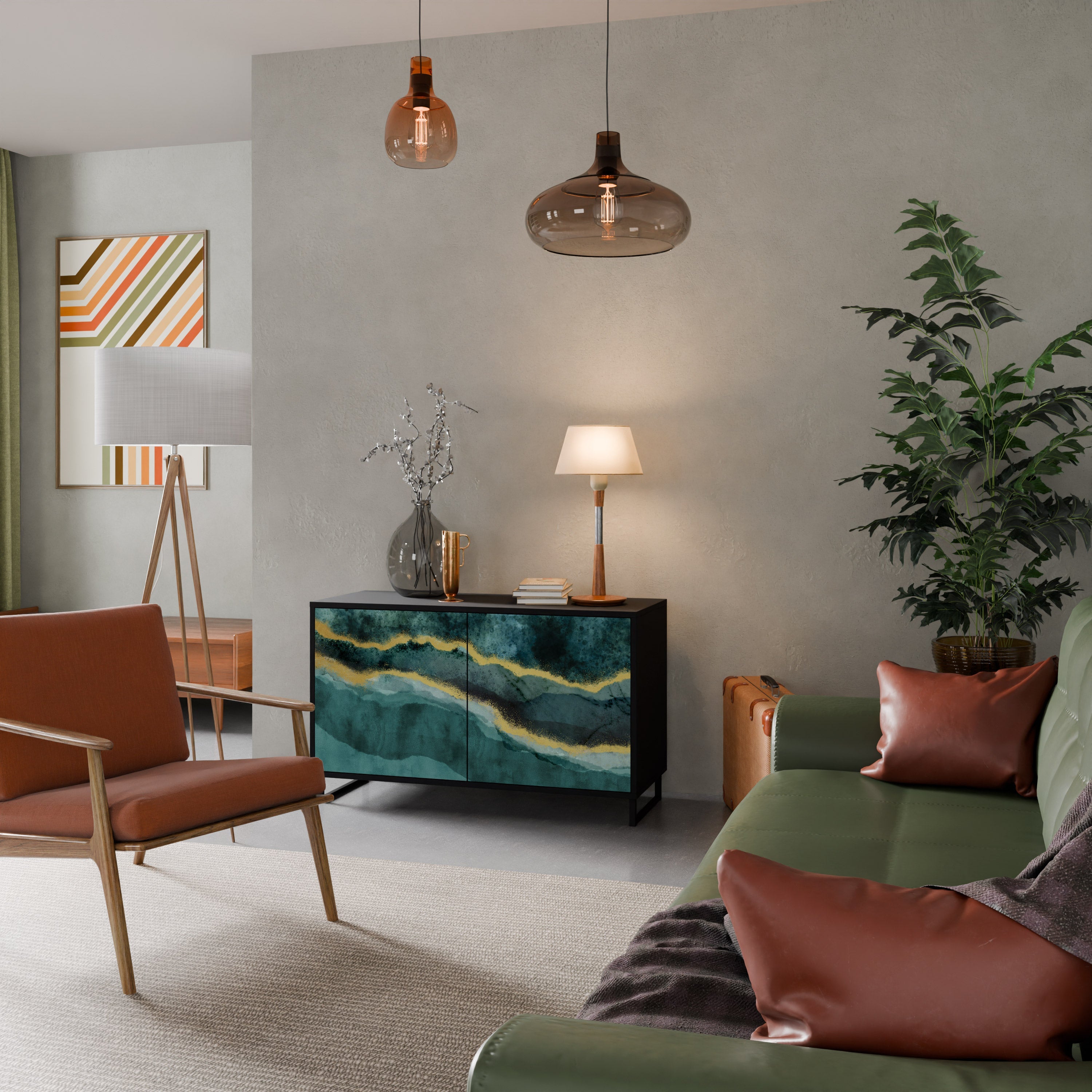 GOLDRUSH ODYSSEY Aparador de 2 Portas em Acabamento Preto