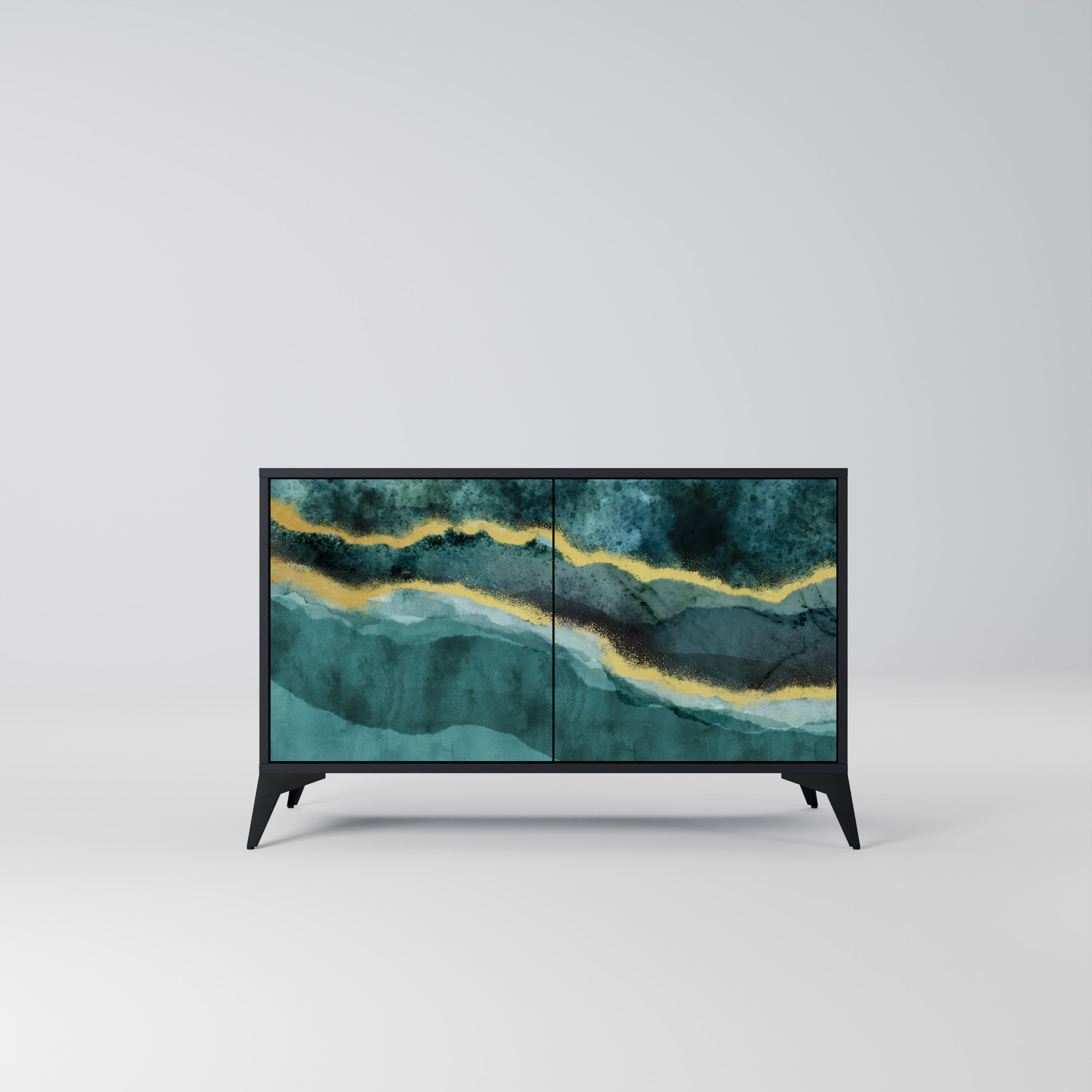 GOLDRUSH ODYSSEY Aparador de 2 Portas em Acabamento Preto