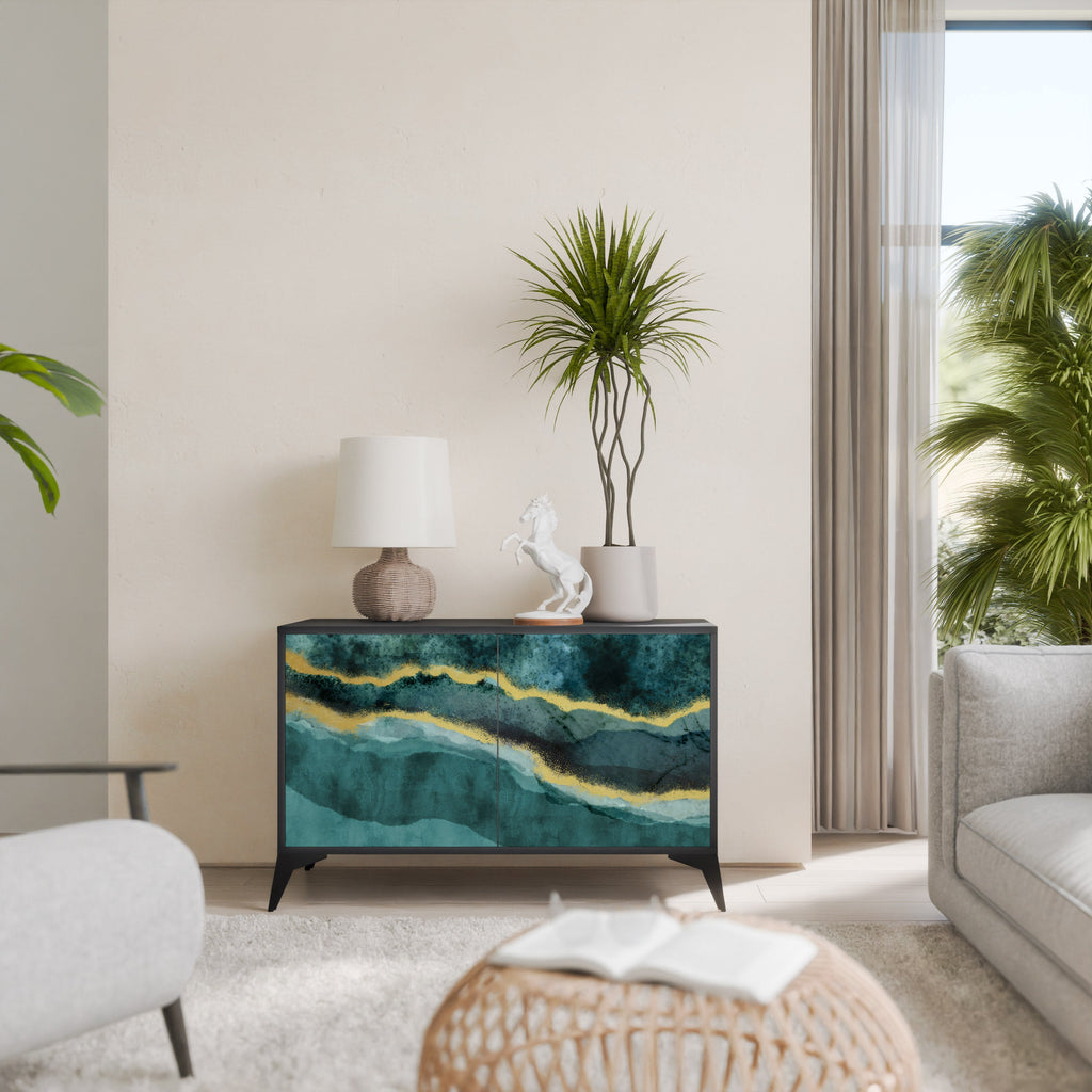 GOLDRUSH ODYSSEY Aparador de 2 Portas em Acabamento Preto