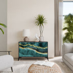 GOLDRUSH ODYSSEY Aparador de 2 Portas em Acabamento Preto