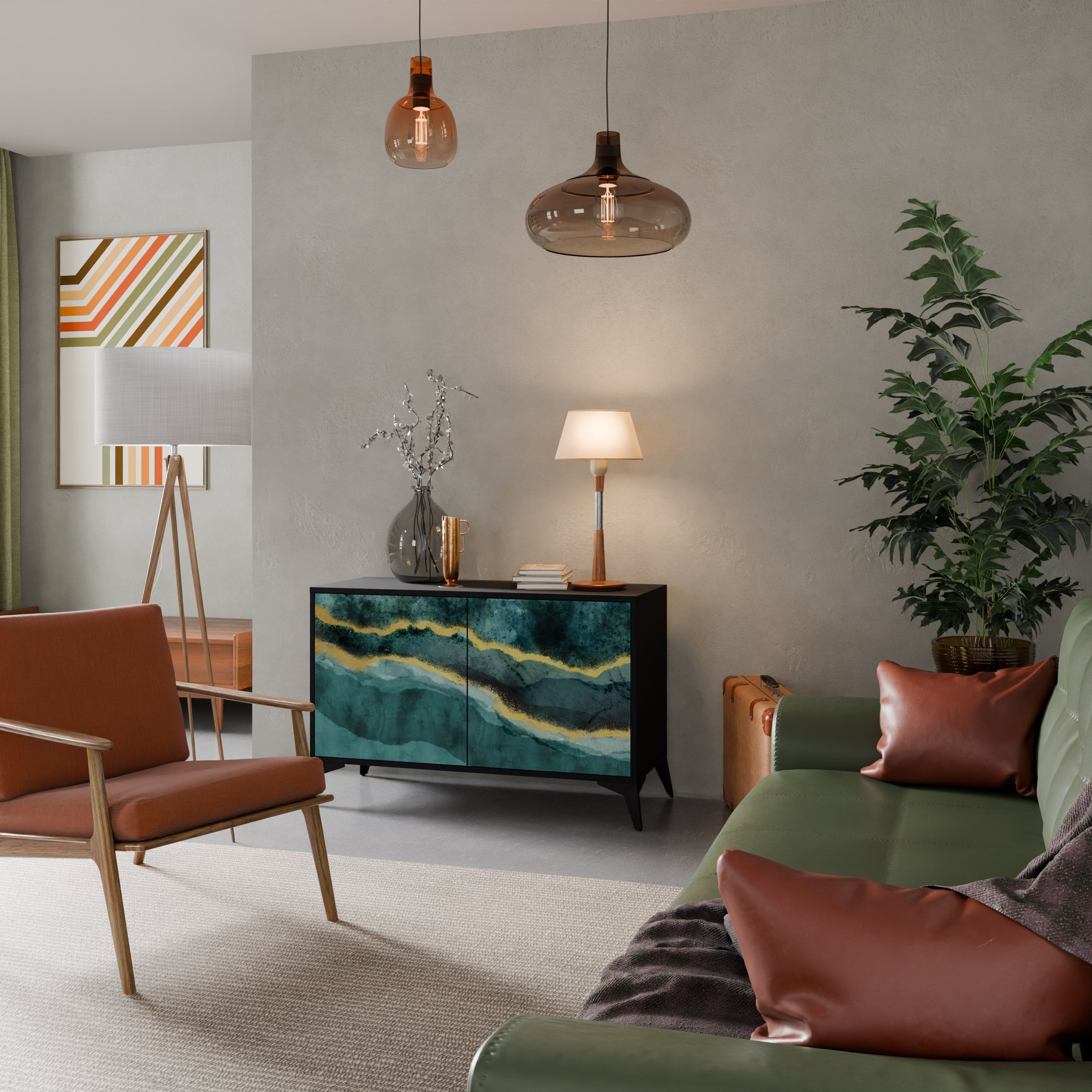 GOLDRUSH ODYSSEY Aparador de 2 Portas em Acabamento Preto