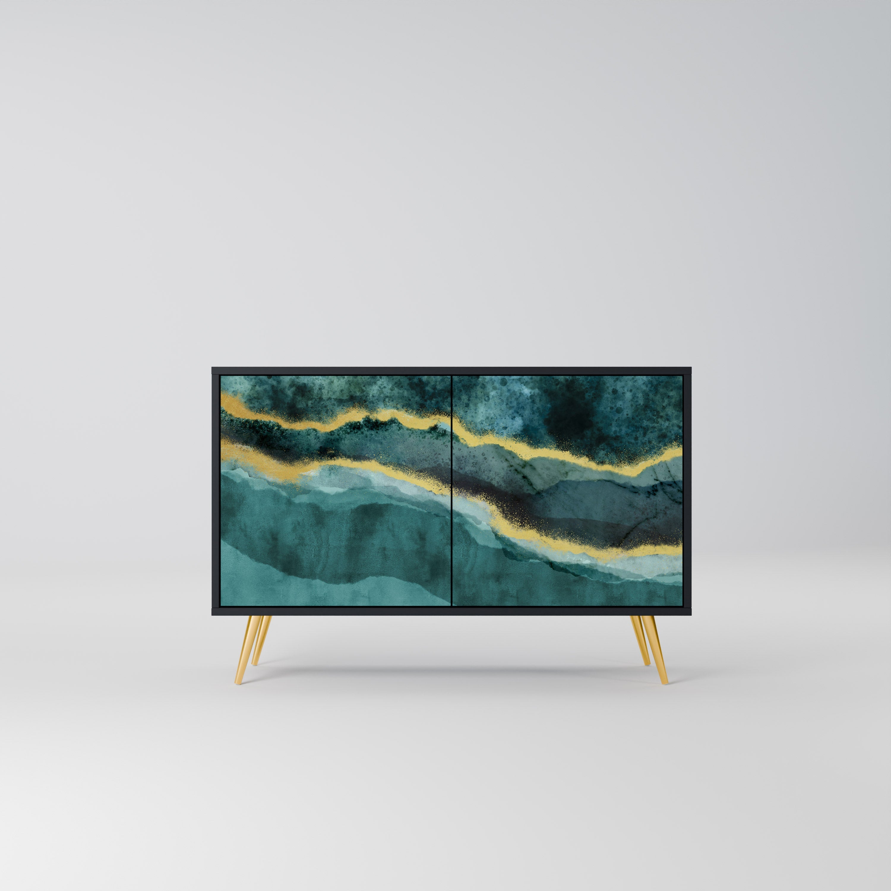 GOLDRUSH ODYSSEY Aparador de 2 Portas em Acabamento Preto