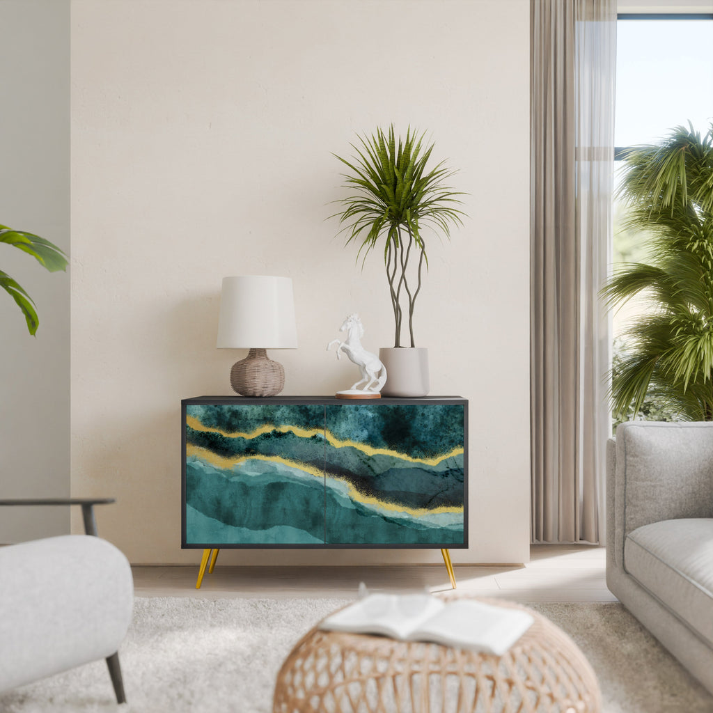 GOLDRUSH ODYSSEY Aparador de 2 Portas em Acabamento Preto