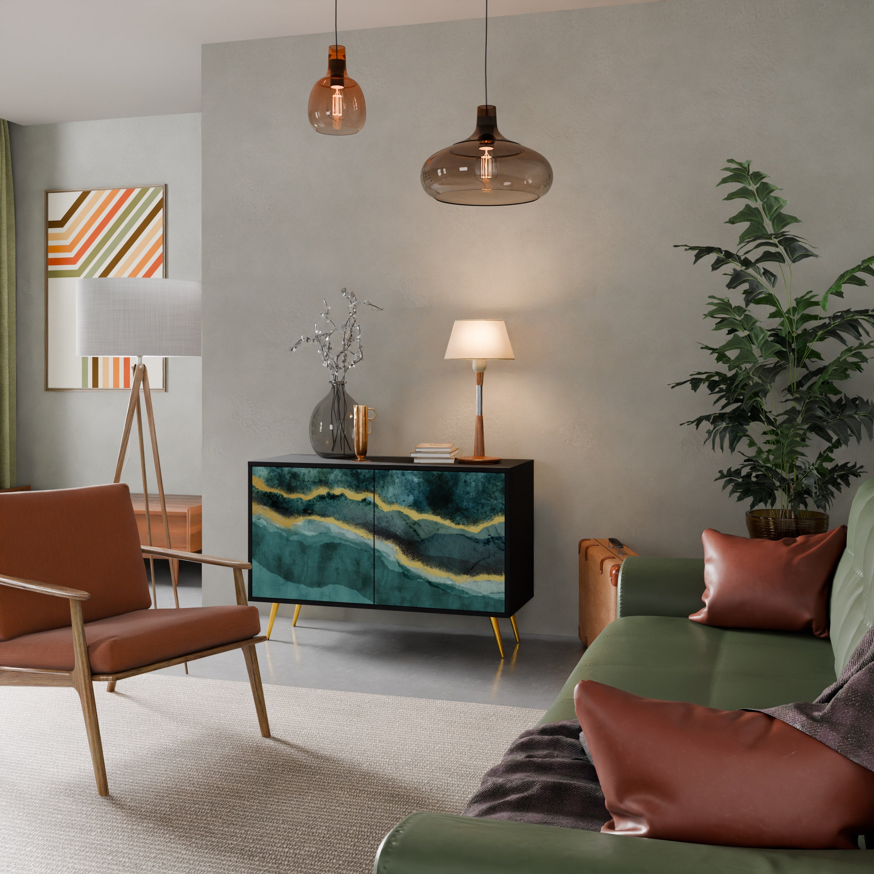 GOLDRUSH ODYSSEY Aparador de 2 Portas em Acabamento Preto