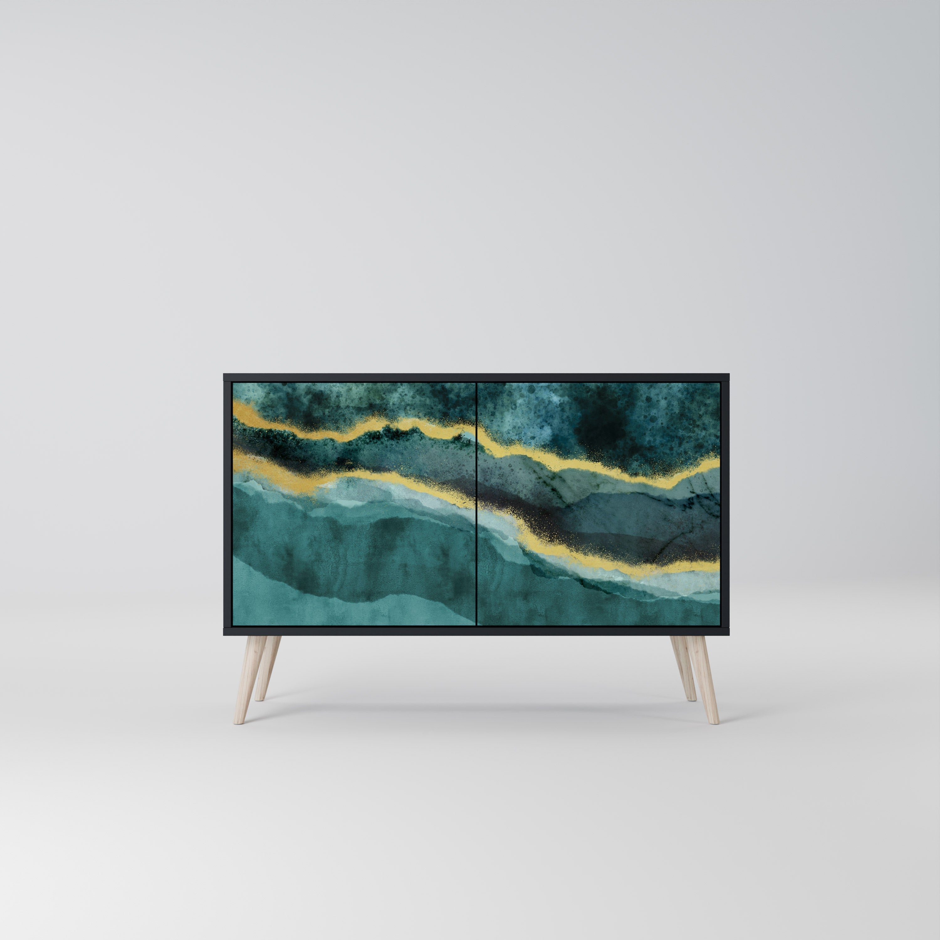 GOLDRUSH ODYSSEY Aparador de 2 Portas em Acabamento Preto