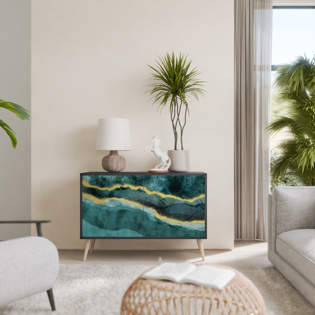 GOLDRUSH ODYSSEY Aparador de 2 Portas em Acabamento Preto