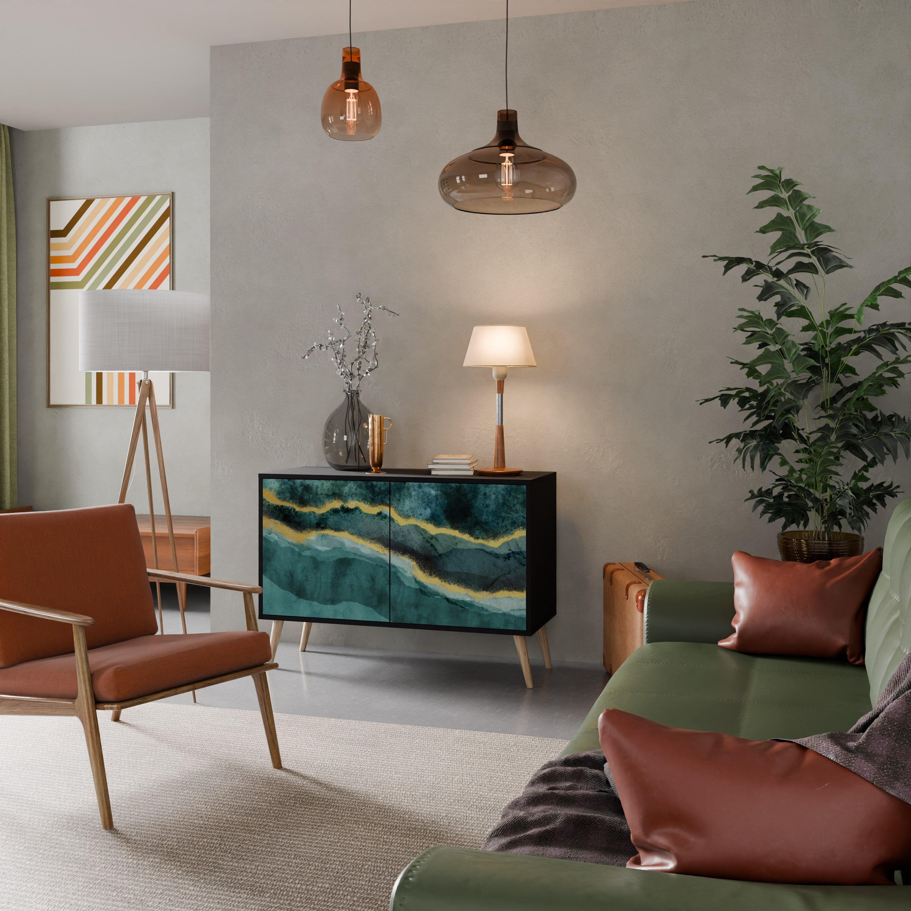 GOLDRUSH ODYSSEY Aparador de 2 Portas em Acabamento Preto