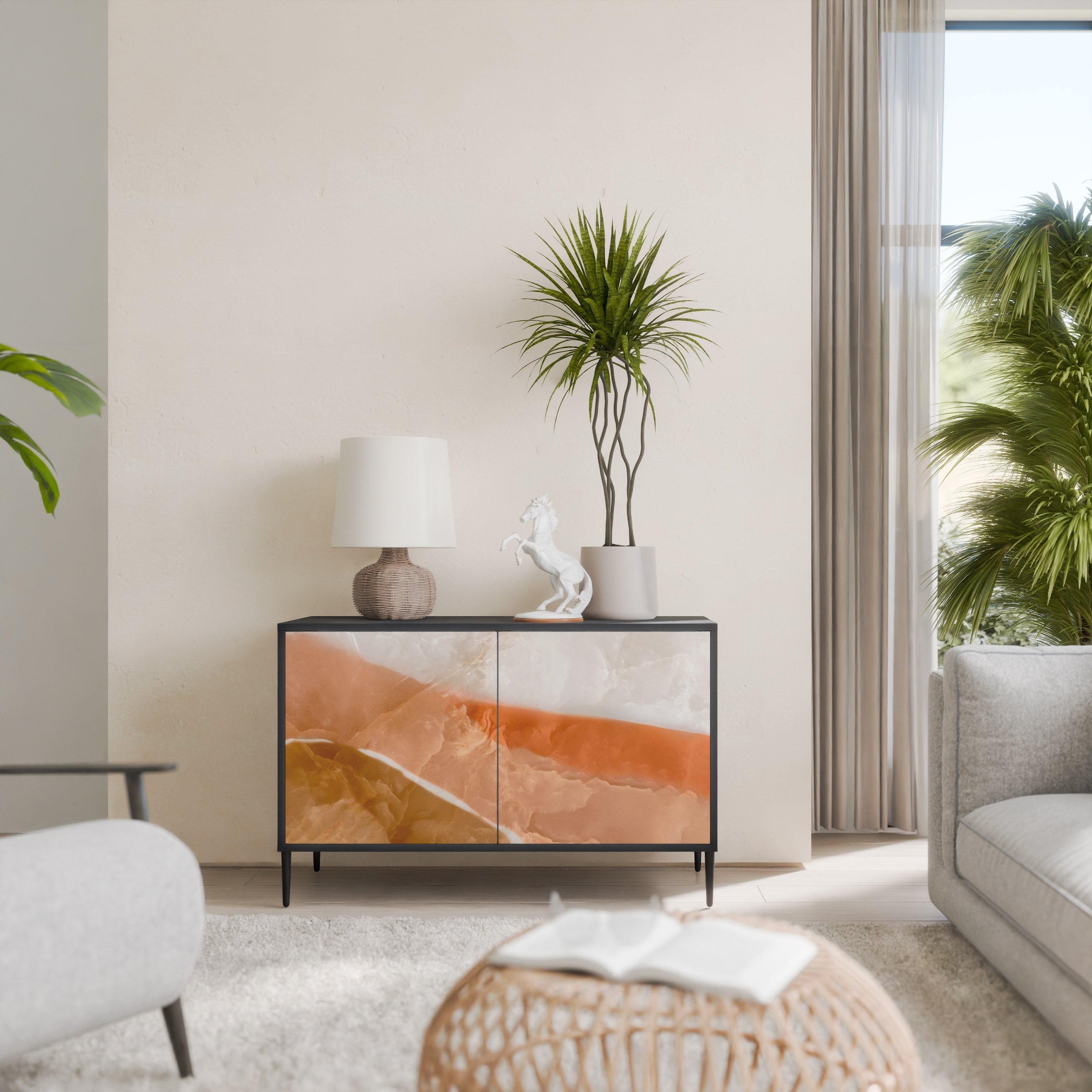 SANDHILLS SPLENDOUR Aparador de 2 Portas em Acabamento Preto