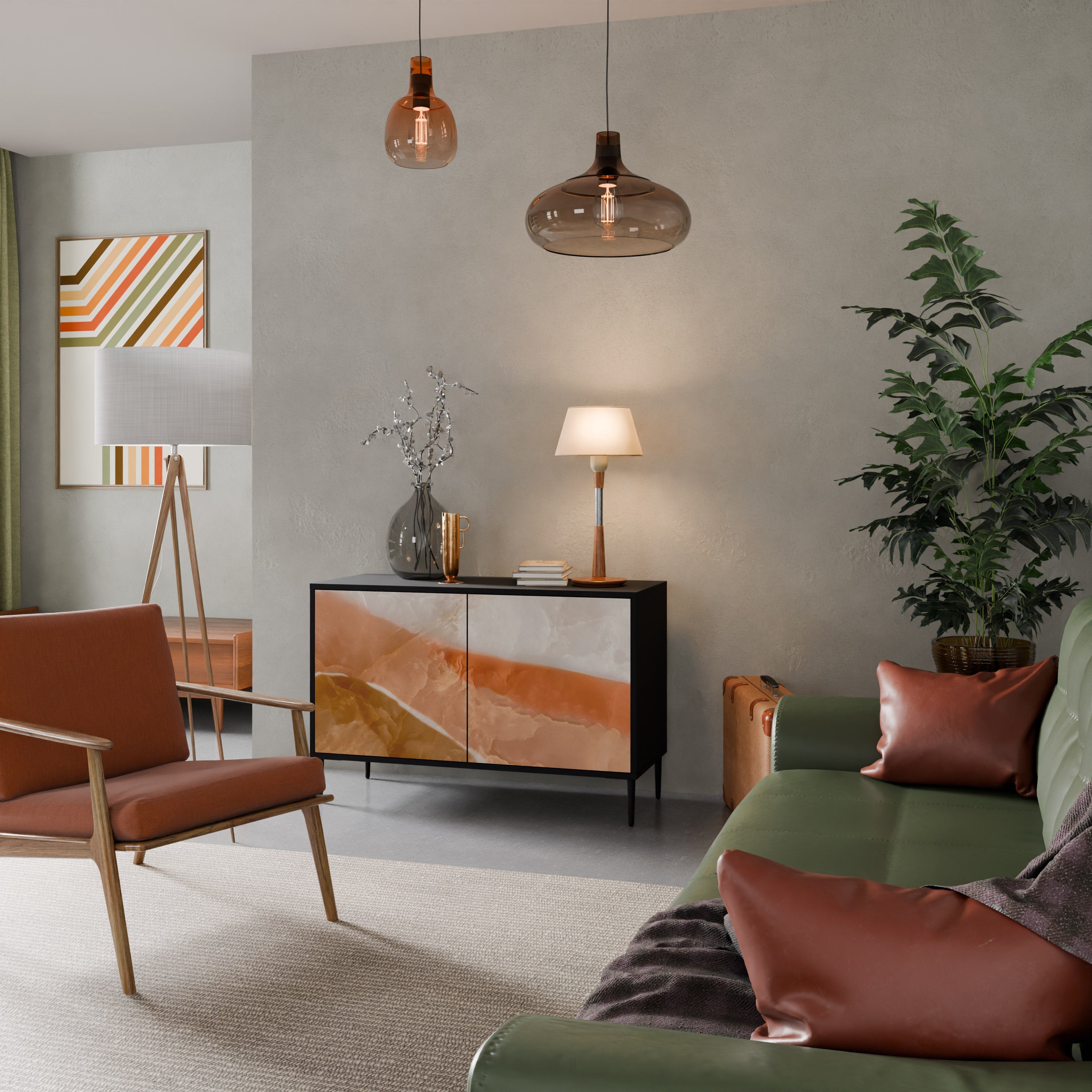 SANDHILLS SPLENDOUR Aparador de 2 Portas em Acabamento Preto