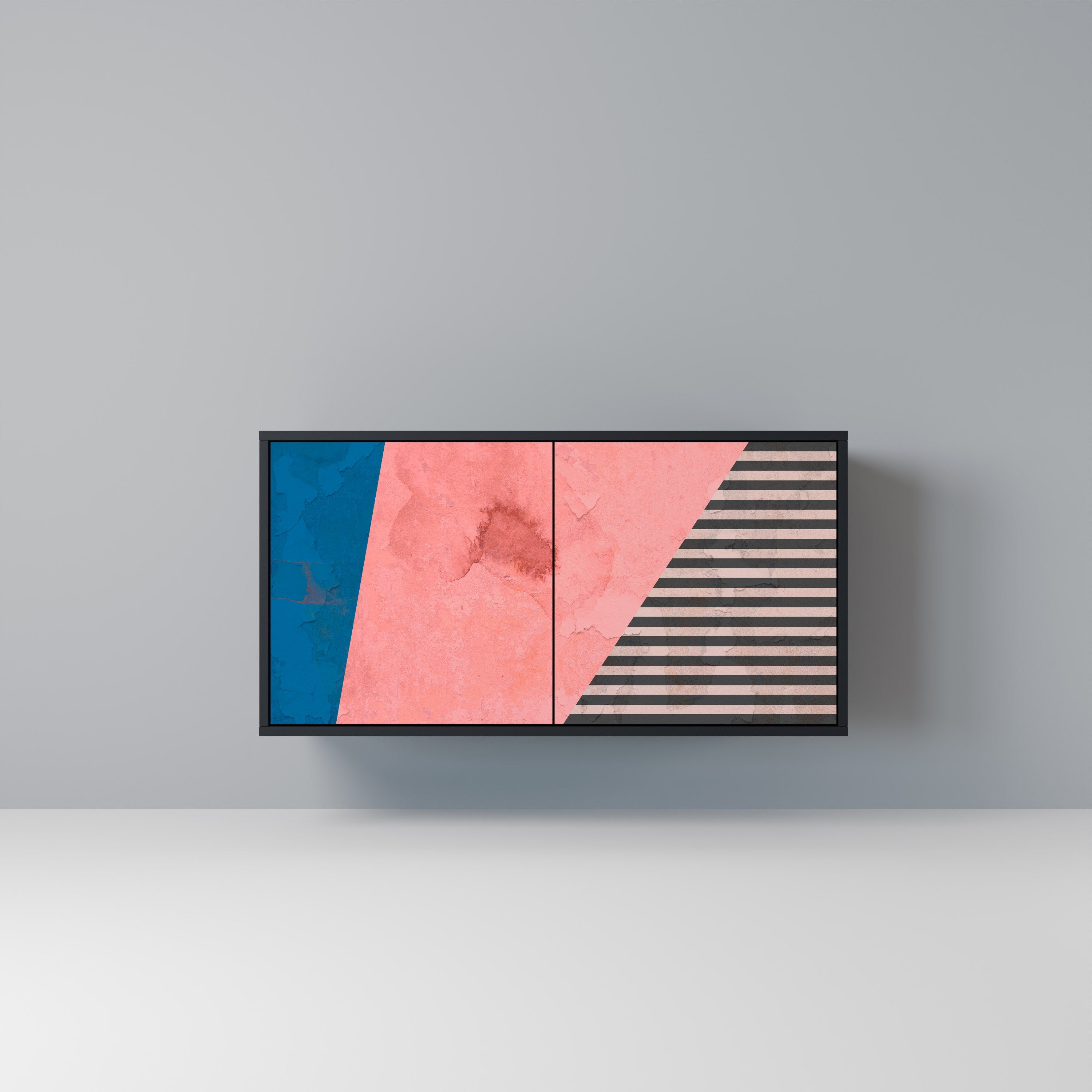 GLAMOROUS STRIPE Aparador de 2 Portas em Acabamento Preto