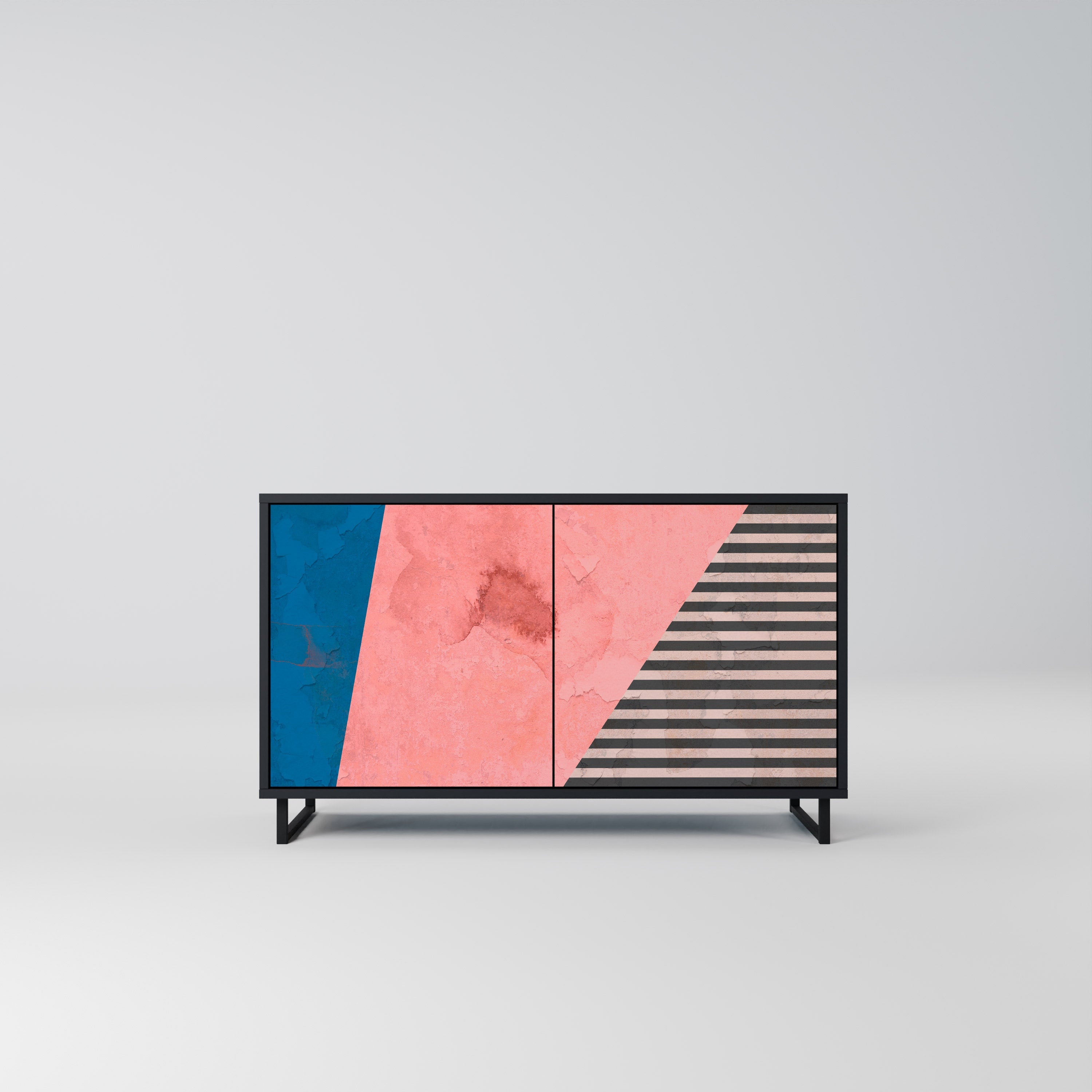 GLAMOROUS STRIPE Aparador de 2 Portas em Acabamento Preto