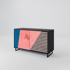 GLAMOROUS STRIPE 2-Door Sideboard in Black Finish