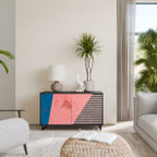 GLAMOROUS STRIPE 2-Door Sideboard in Black Finish