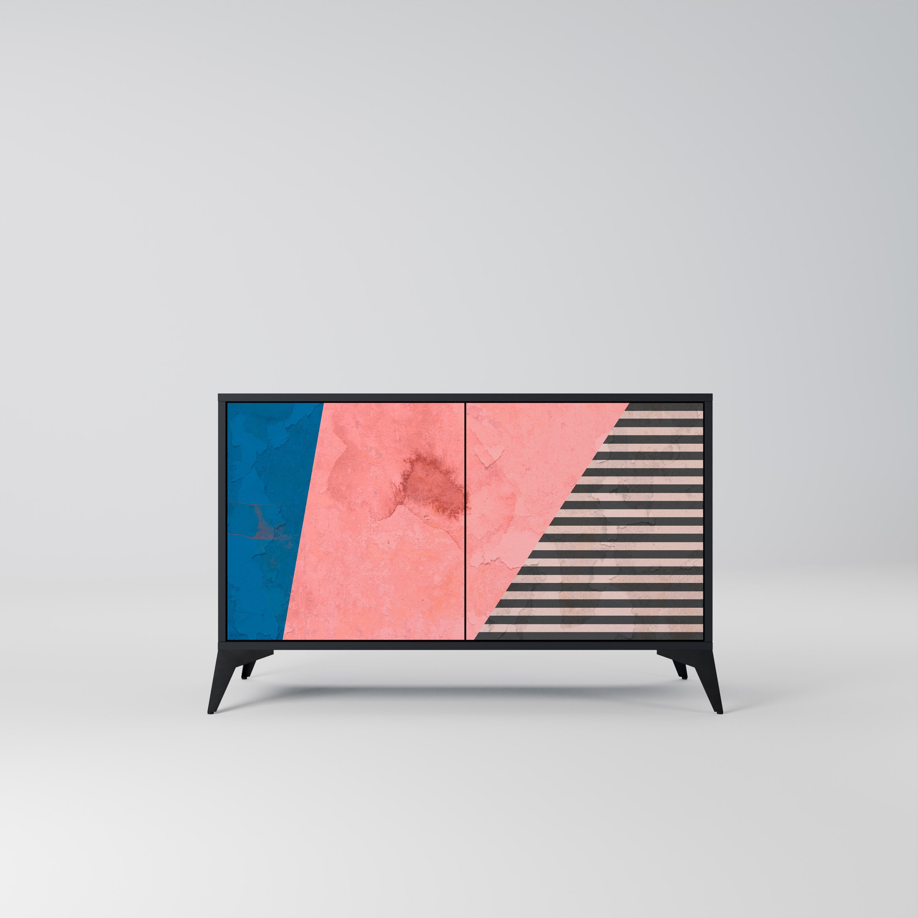 GLAMOROUS STRIPE Aparador de 2 Portas em Acabamento Preto