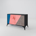 GLAMOROUS STRIPE 2-Door Sideboard in Black Finish