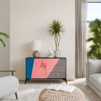 GLAMOROUS STRIPE 2-Door Sideboard in Black Finish