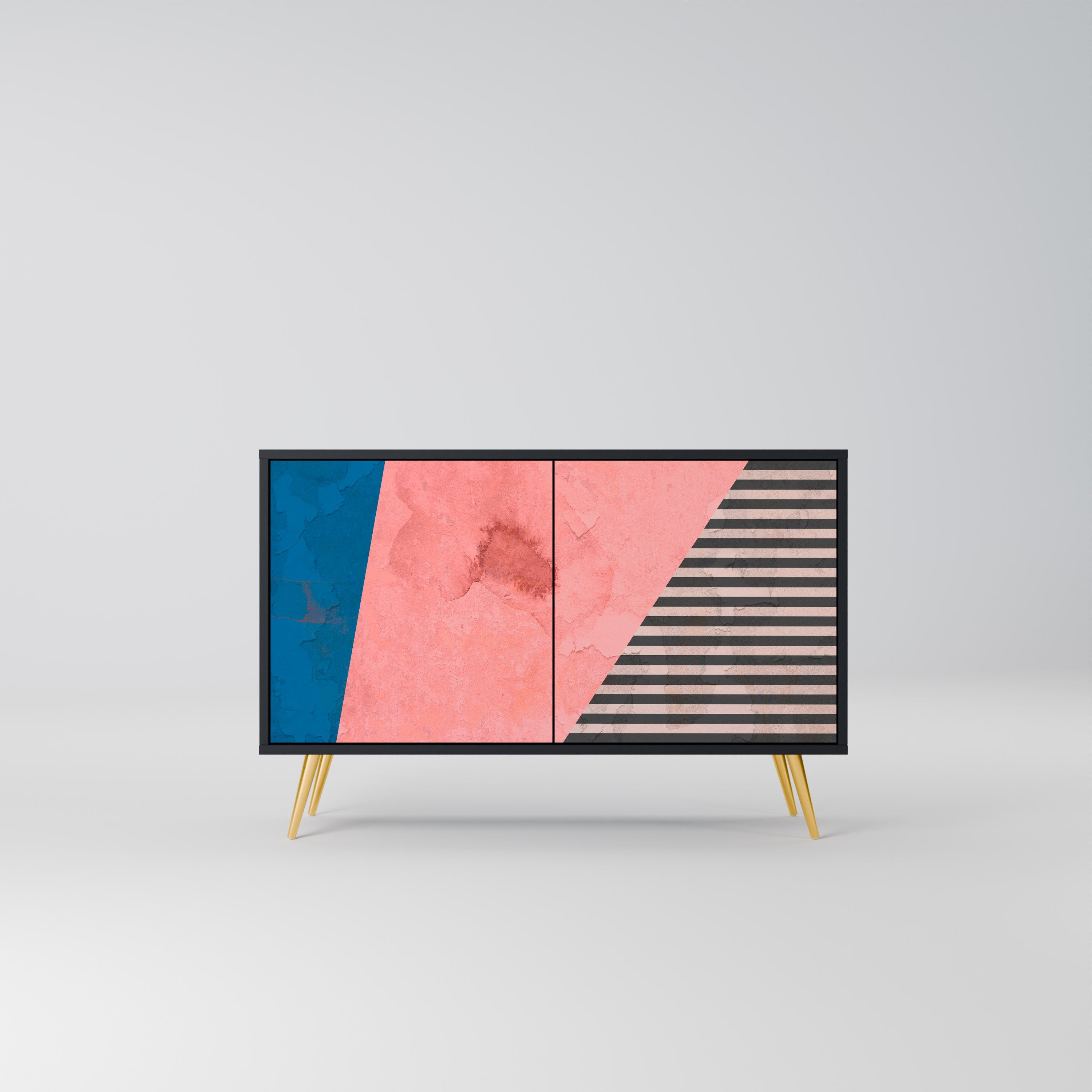 GLAMOROUS STRIPE Aparador de 2 Portas em Acabamento Preto