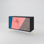 GLAMOROUS STRIPE 2-Door Sideboard in Black Finish