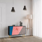 GLAMOROUS STRIPE 2-Door Sideboard in Black Finish