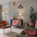 GLAMOROUS STRIPE 2-Door Sideboard in Black Finish