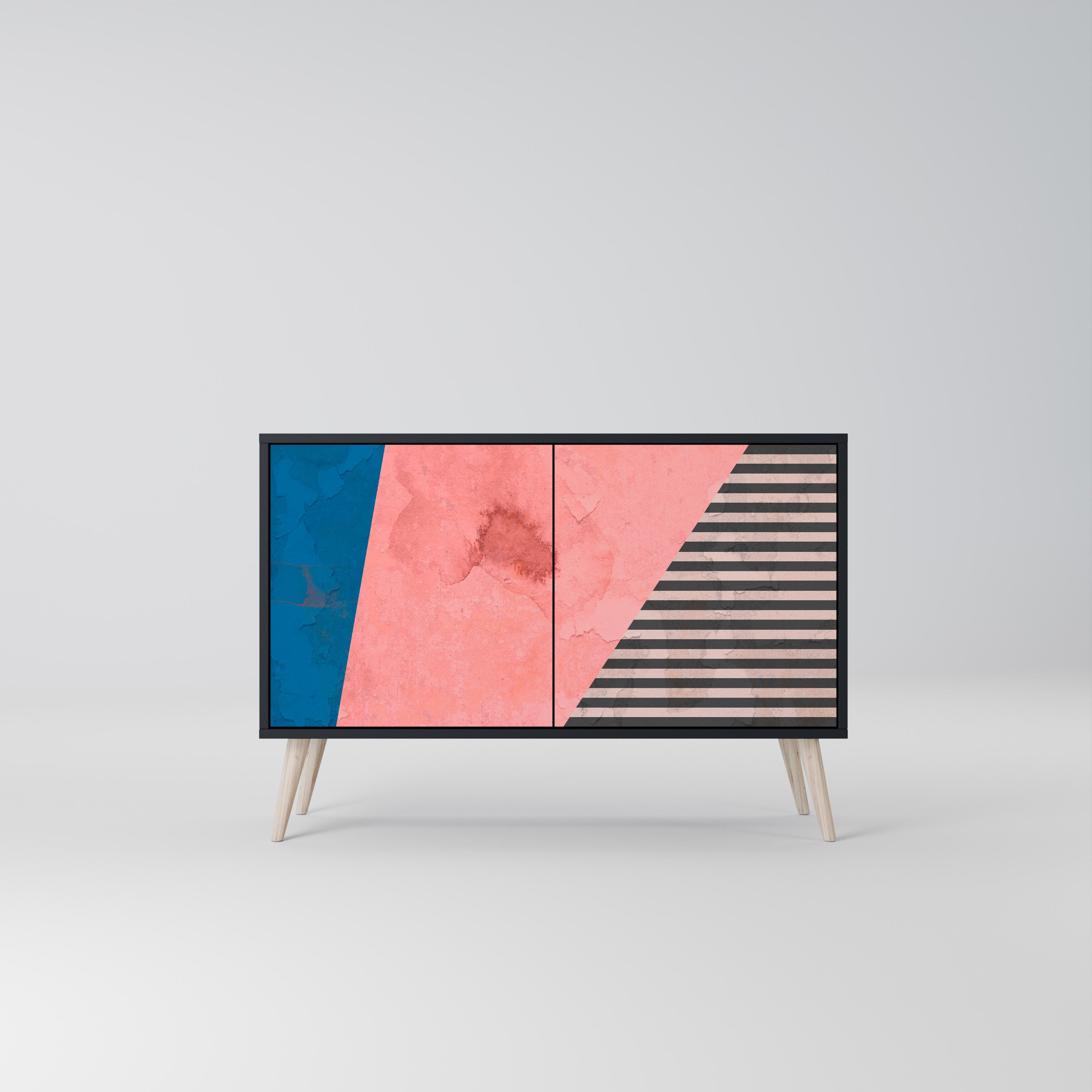 GLAMOROUS STRIPE Aparador de 2 Portas em Acabamento Preto