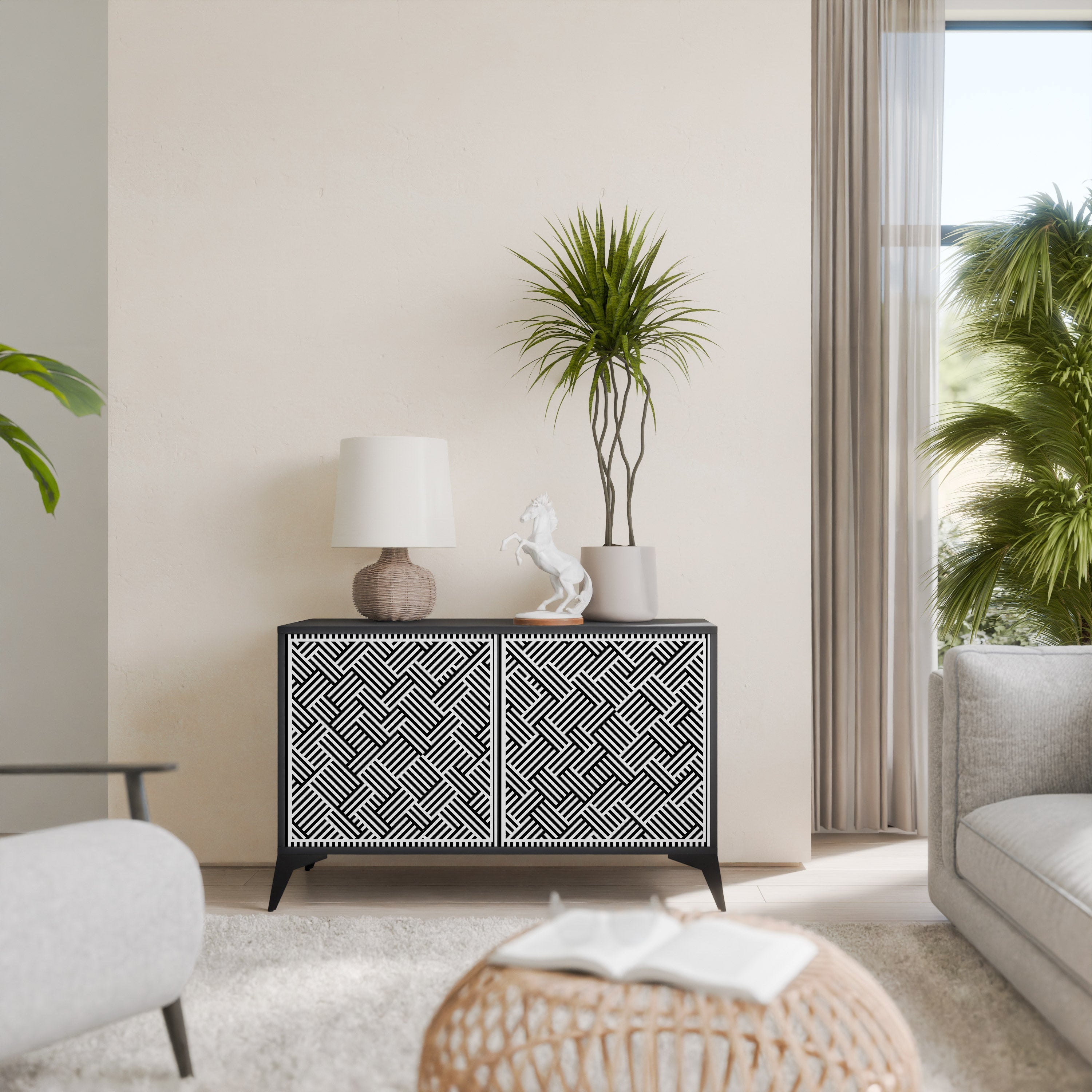 TEMPORARY SEQUENCE Aparador de 2 Portas em Acabamento Preto