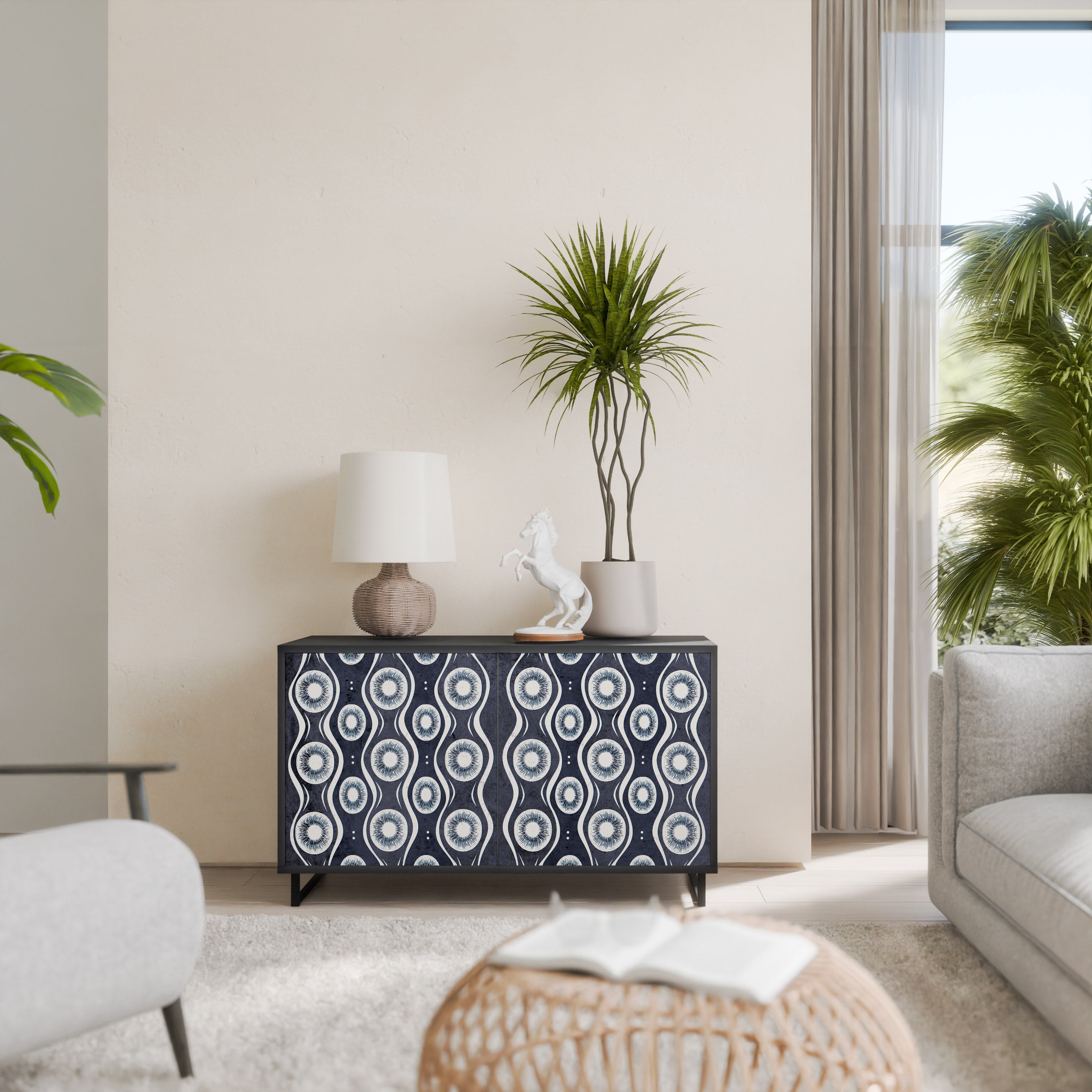 GRAPHITE EYES Aparador de 2 Portas em Acabamento Preto