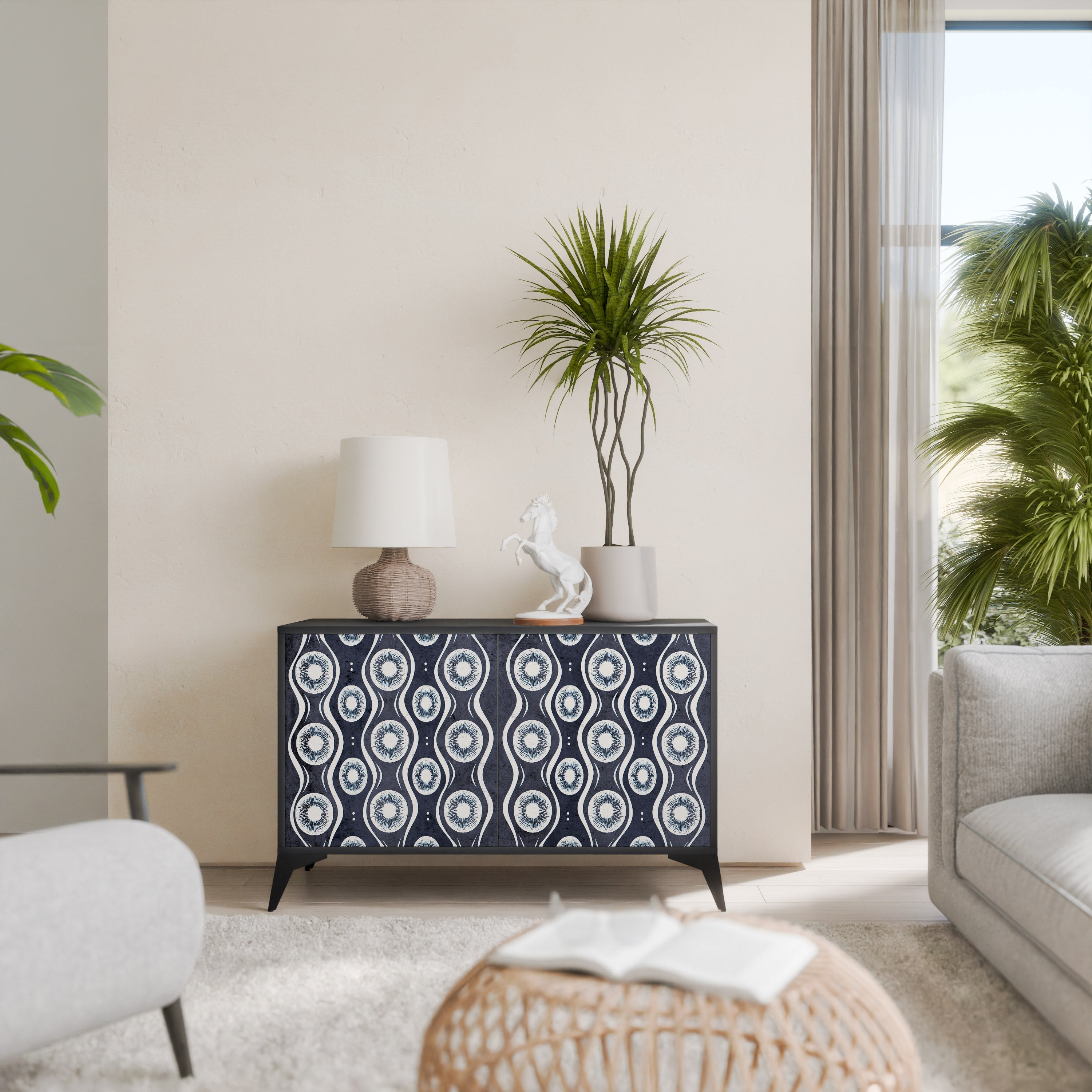 GRAPHITE EYES Aparador de 2 Portas em Acabamento Preto