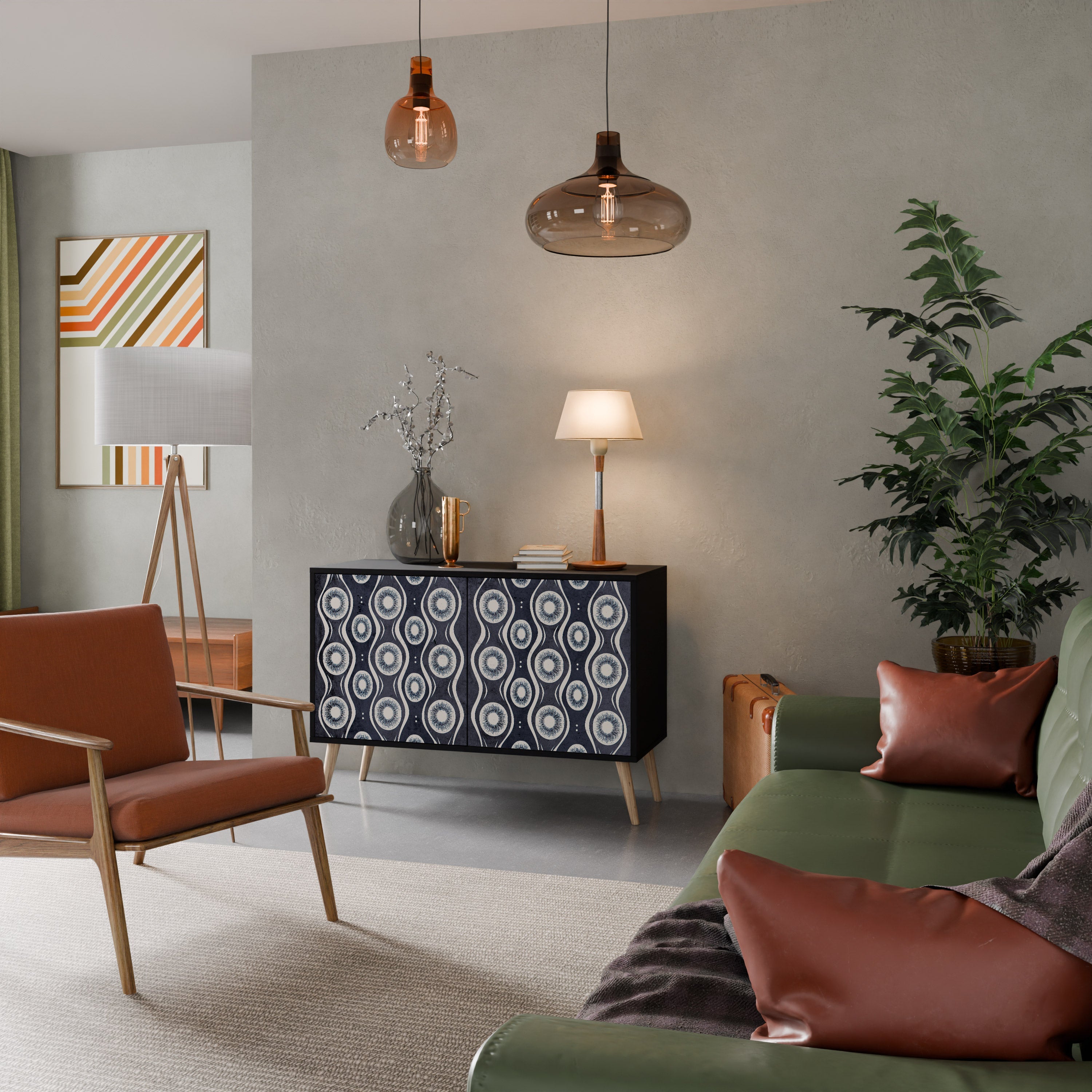 GRAPHITE EYES Aparador de 2 Portas em Acabamento Preto