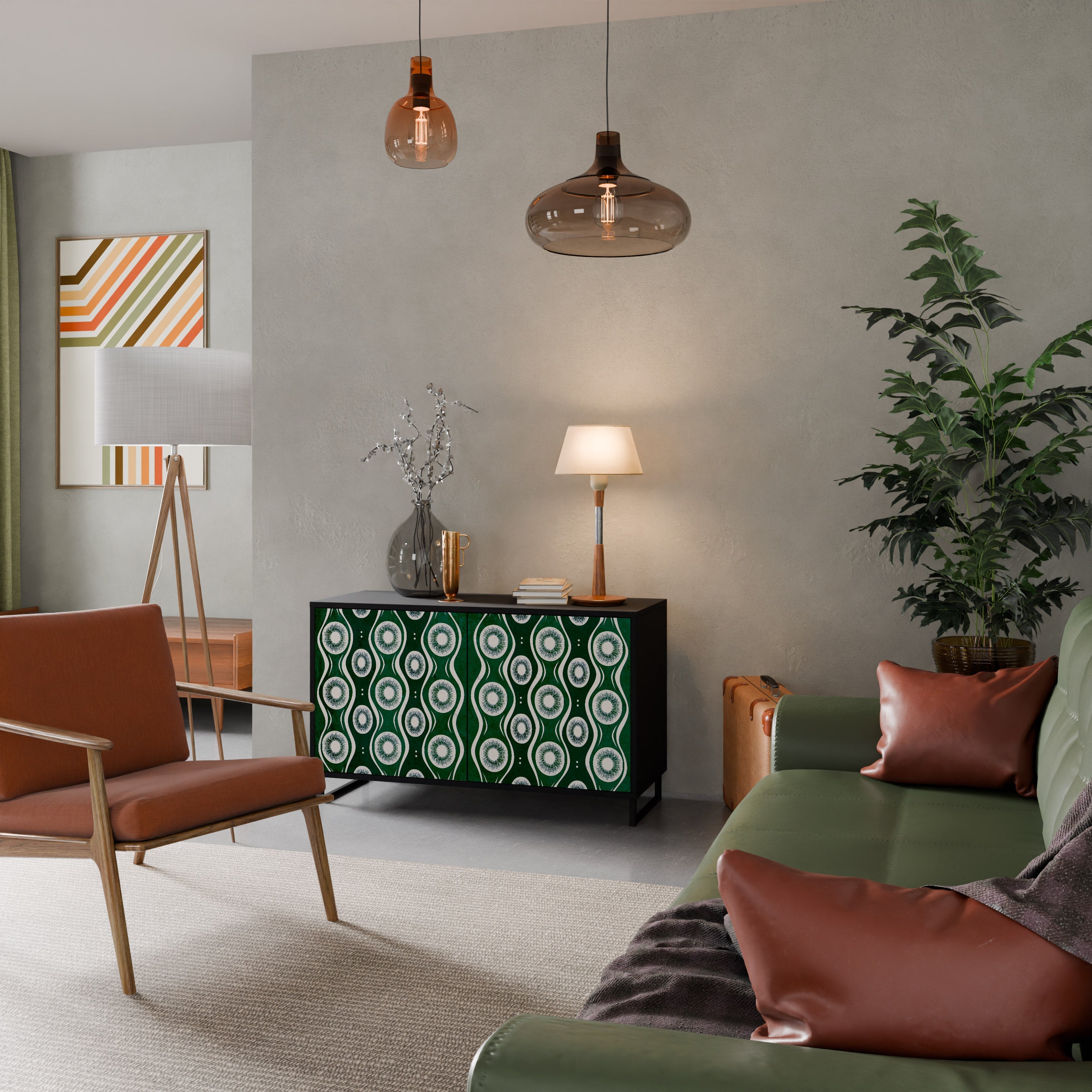 GREEN EYES Aparador de 2 Portas em Acabamento Preto