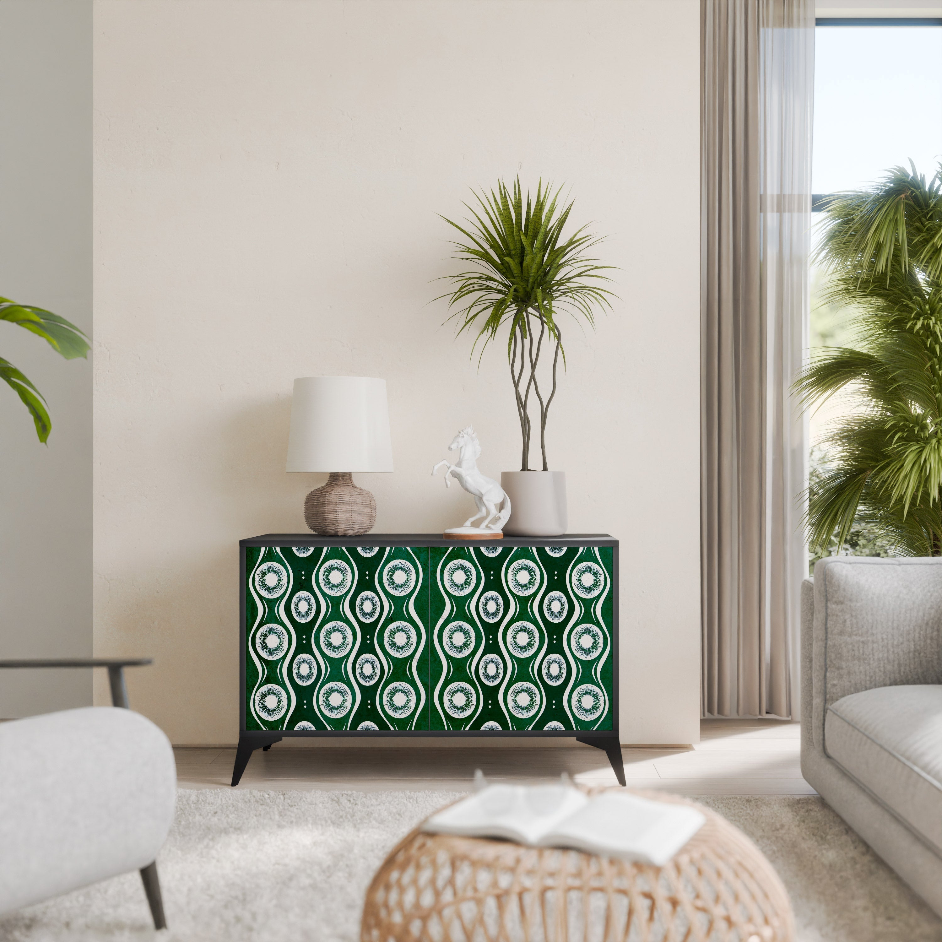 GREEN EYES Aparador de 2 Portas em Acabamento Preto