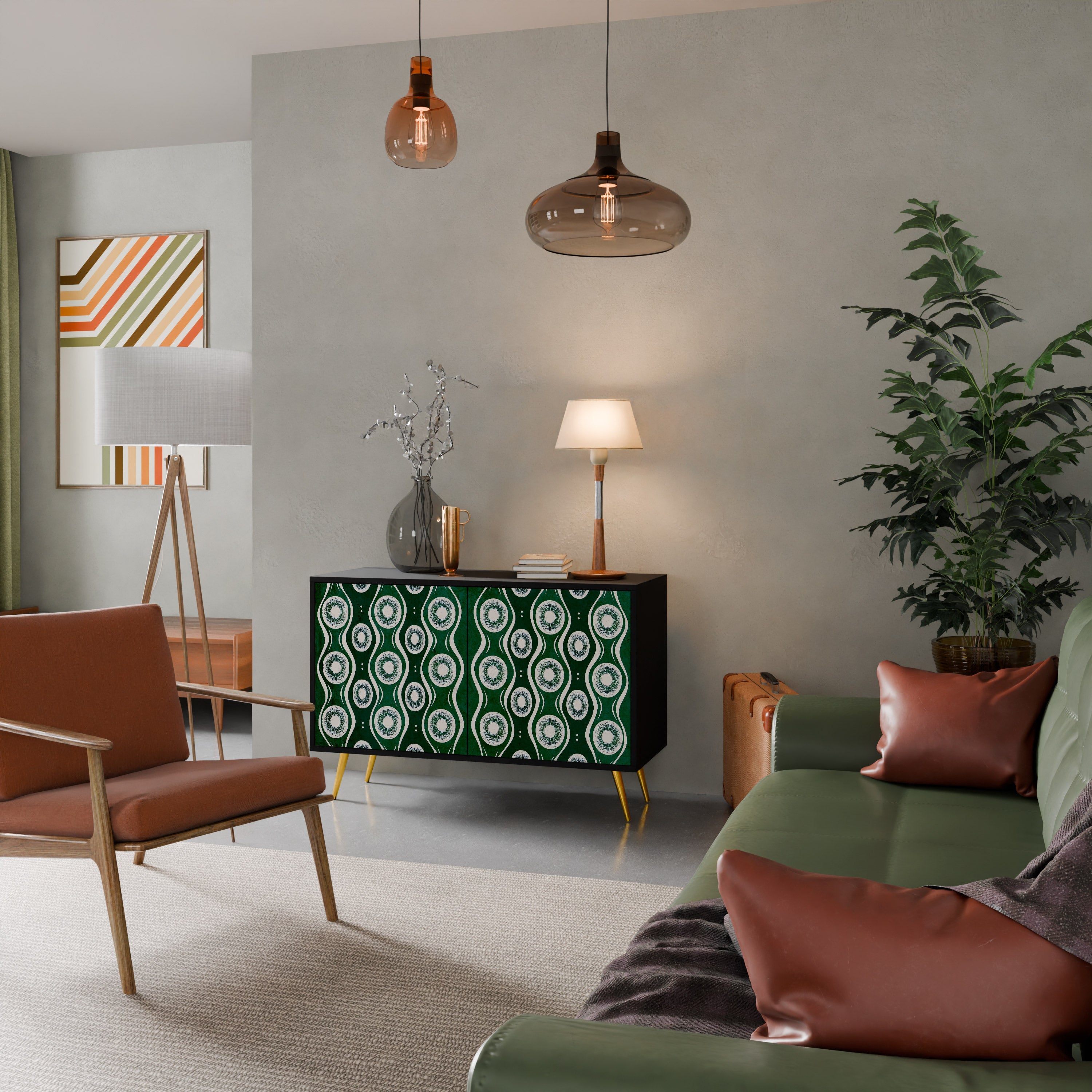 GREEN EYES Aparador de 2 Portas em Acabamento Preto