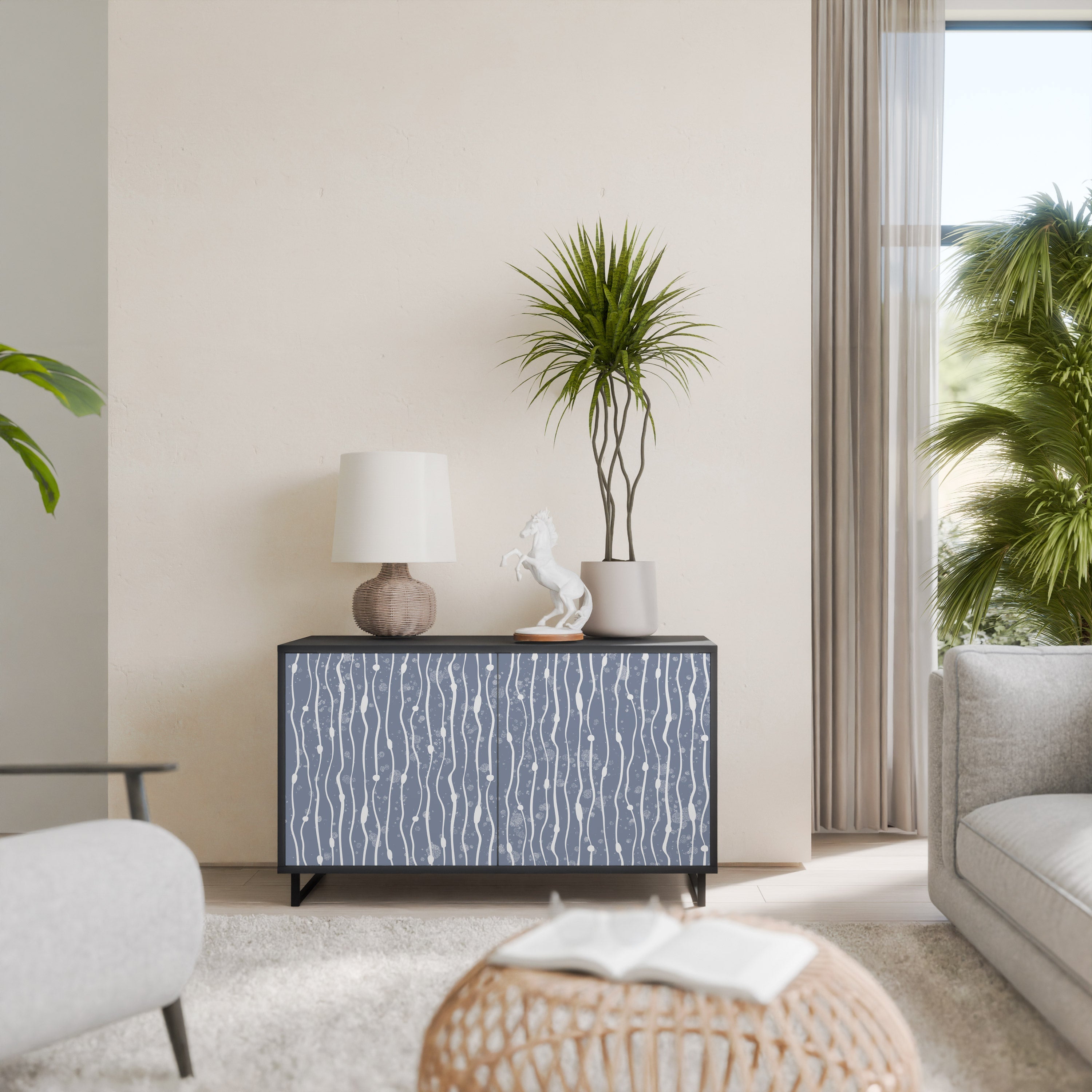 GRAPHITE RAIN Aparador de 2 Portas em Acabamento Preto