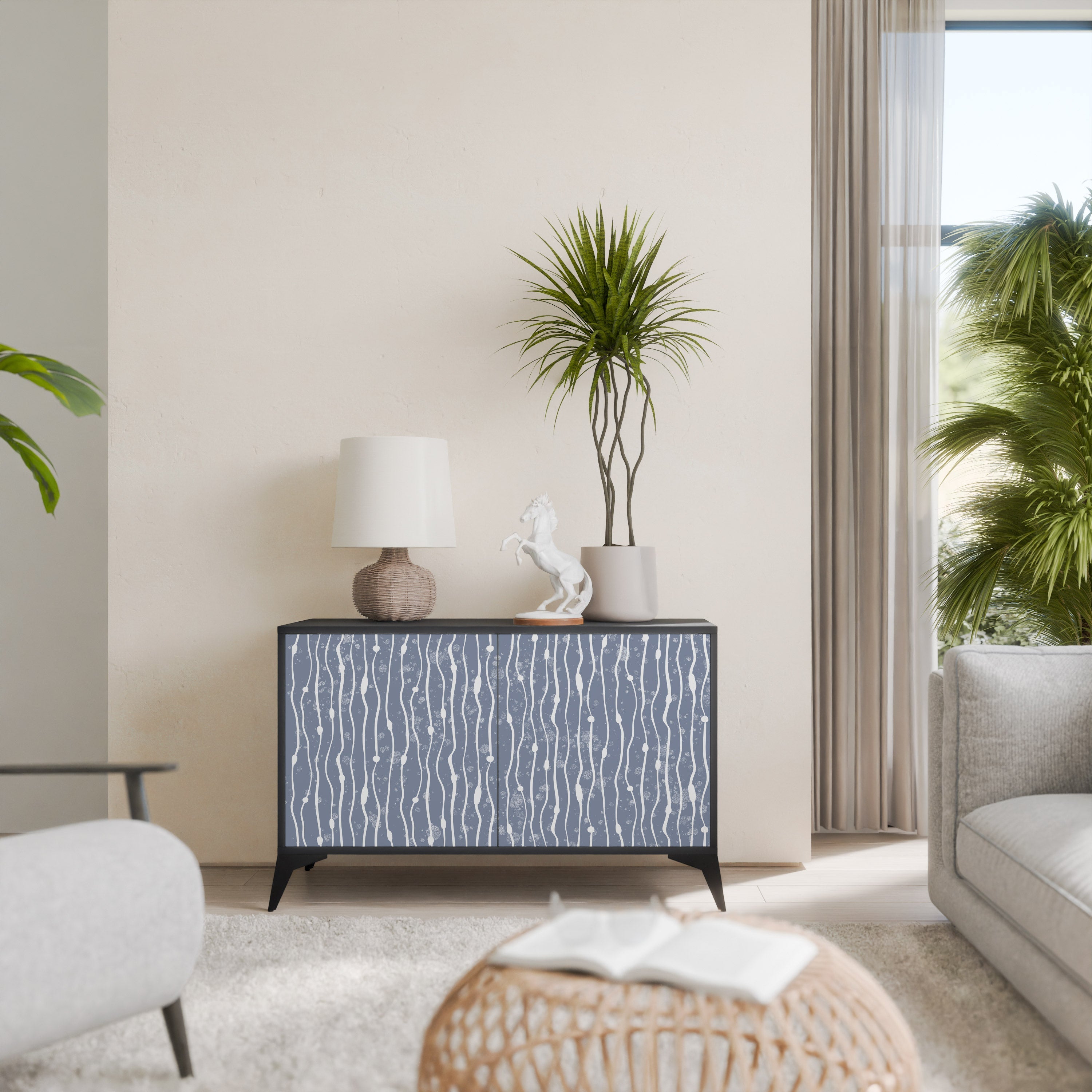 GRAPHITE RAIN Aparador de 2 Portas em Acabamento Preto