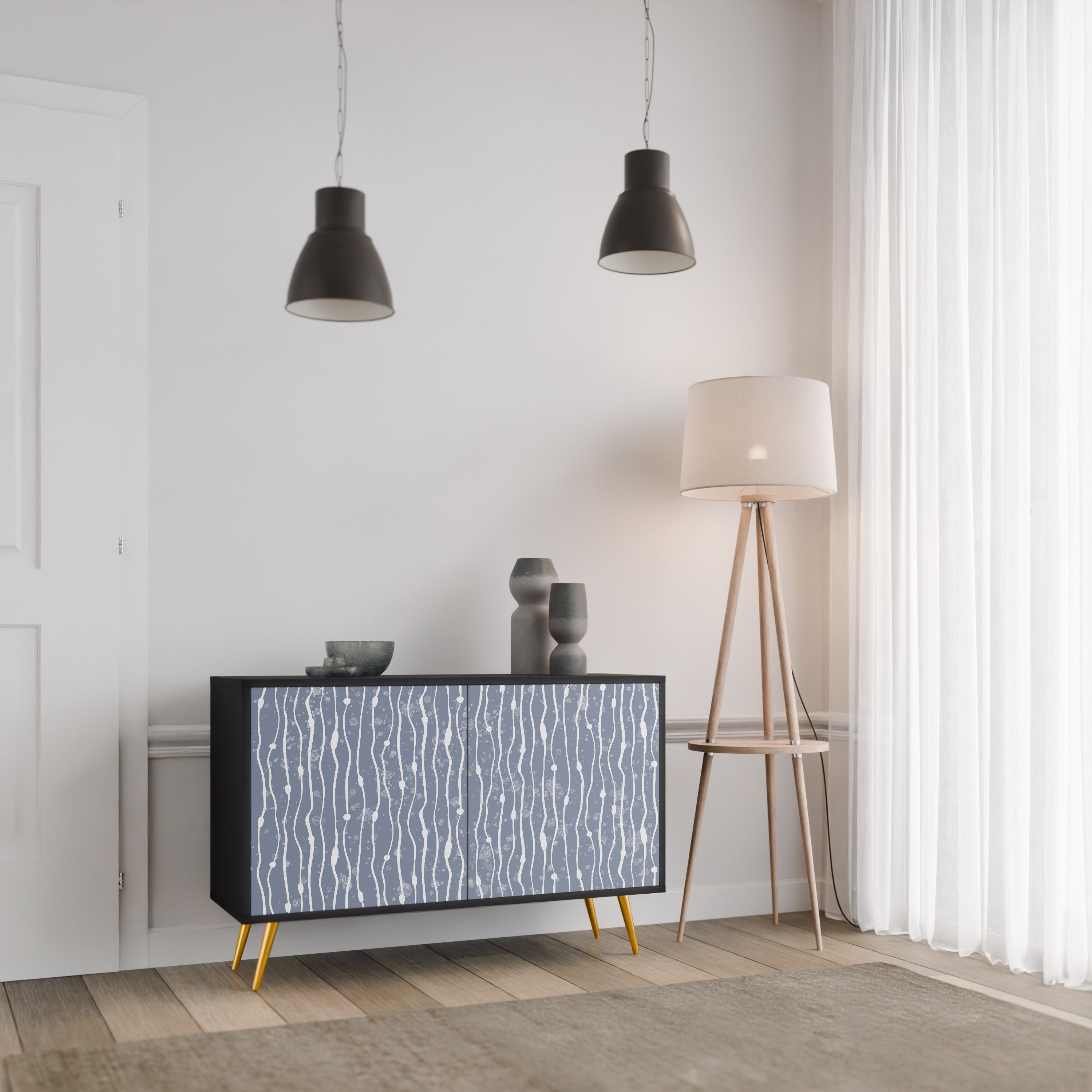 GRAPHITE RAIN Aparador de 2 Portas em Acabamento Preto