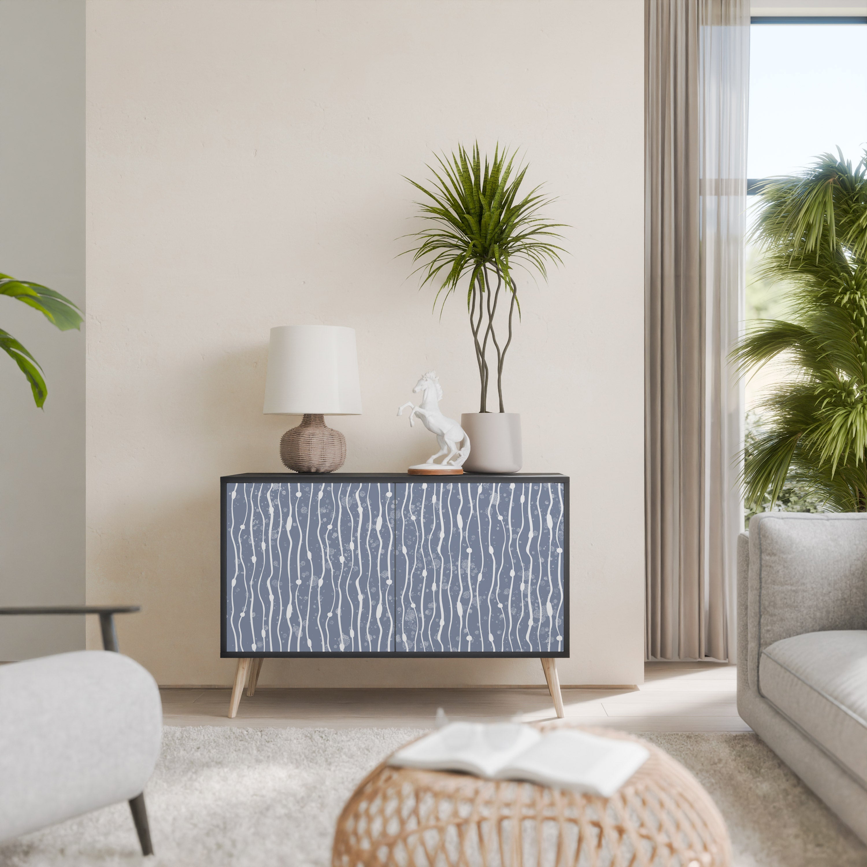 GRAPHITE RAIN Aparador de 2 Portas em Acabamento Preto