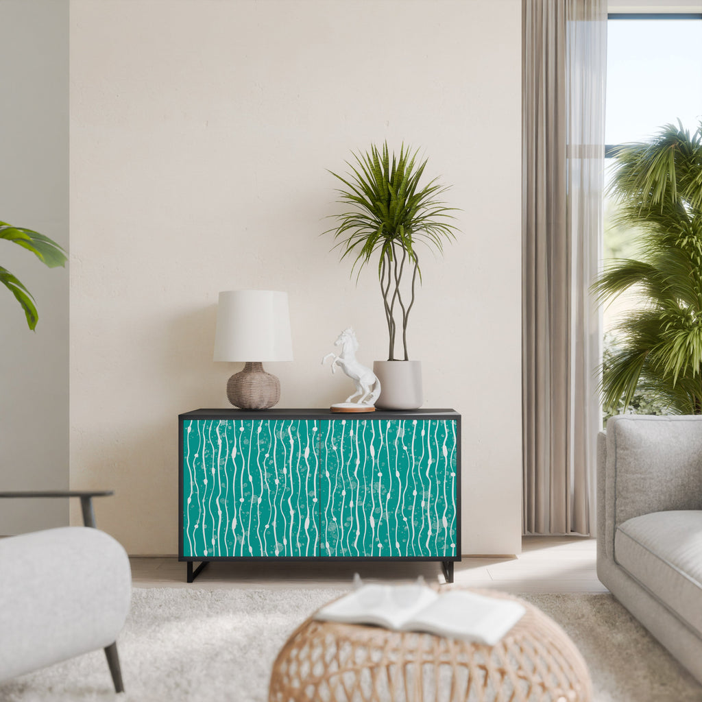 TURQUOISE RAIN Aparador de 2 Portas em Acabamento Preto